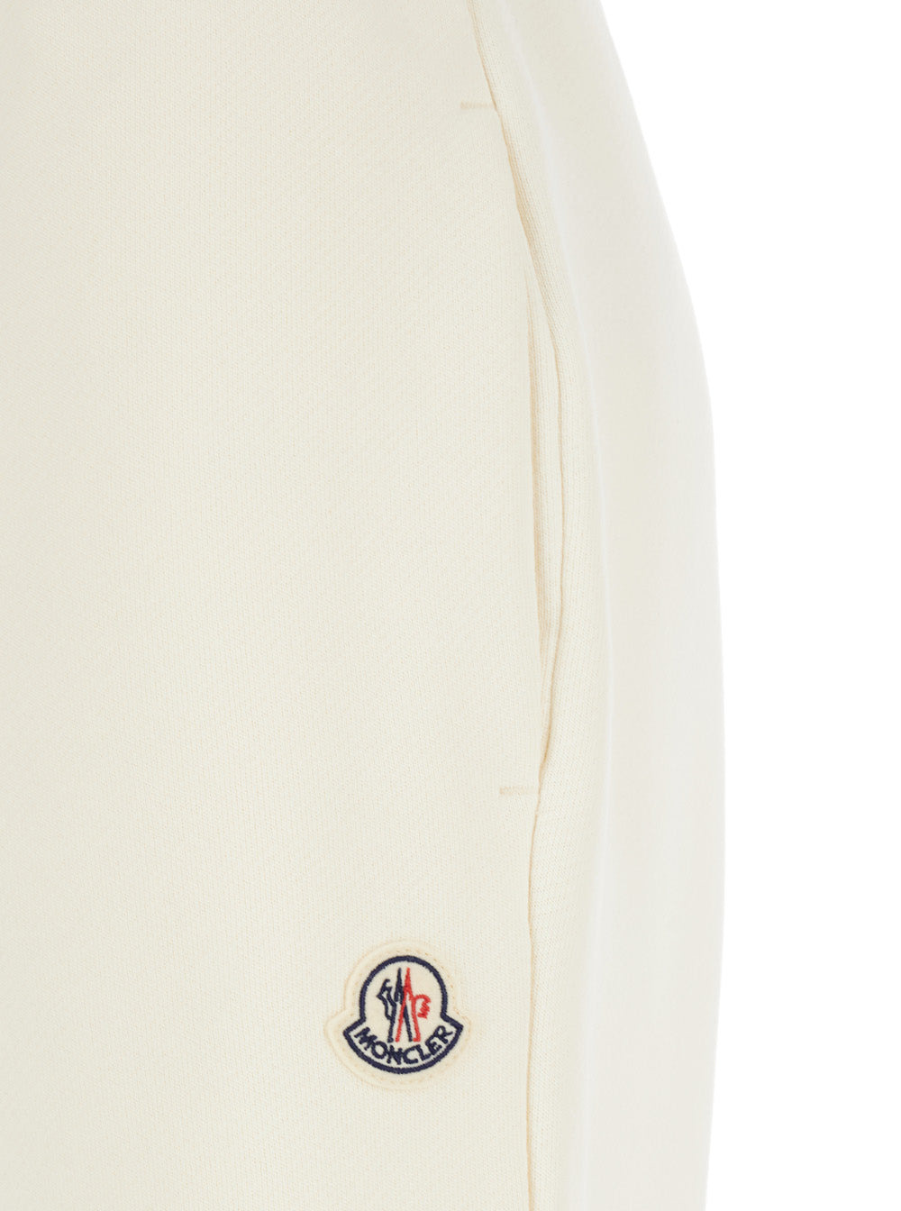 Moncler Women White Pants With Elastic Drawstring Waist And Logo Patch On The Side In Cotton Blend W - 3