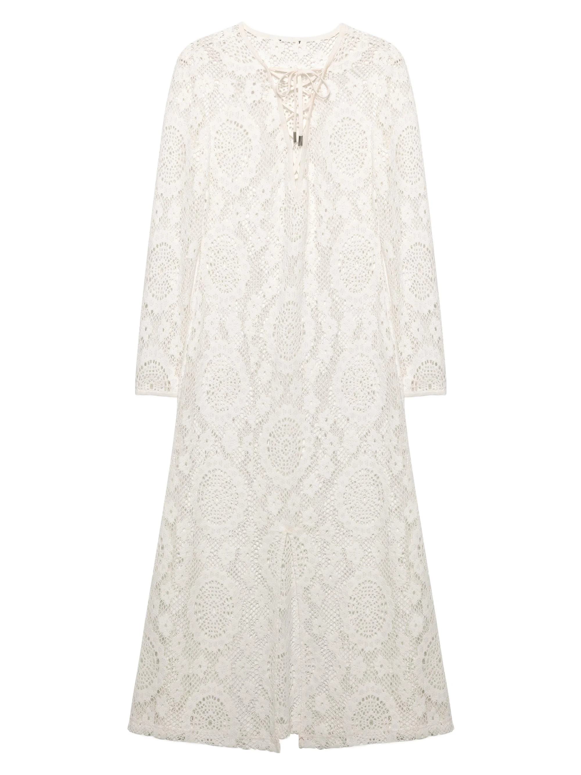 Women's Hawthorne Lace-Up Cover-Up Midi-Dress - White - 1