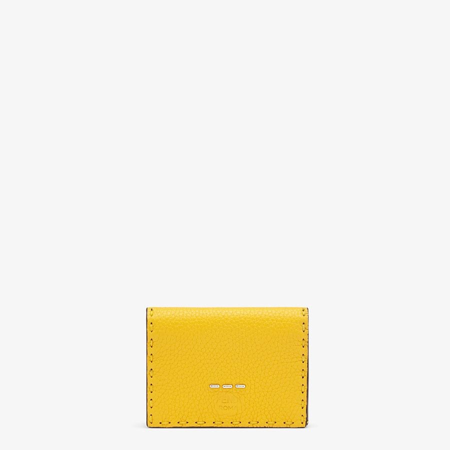 Yellow leather tri-fold wallet - 1