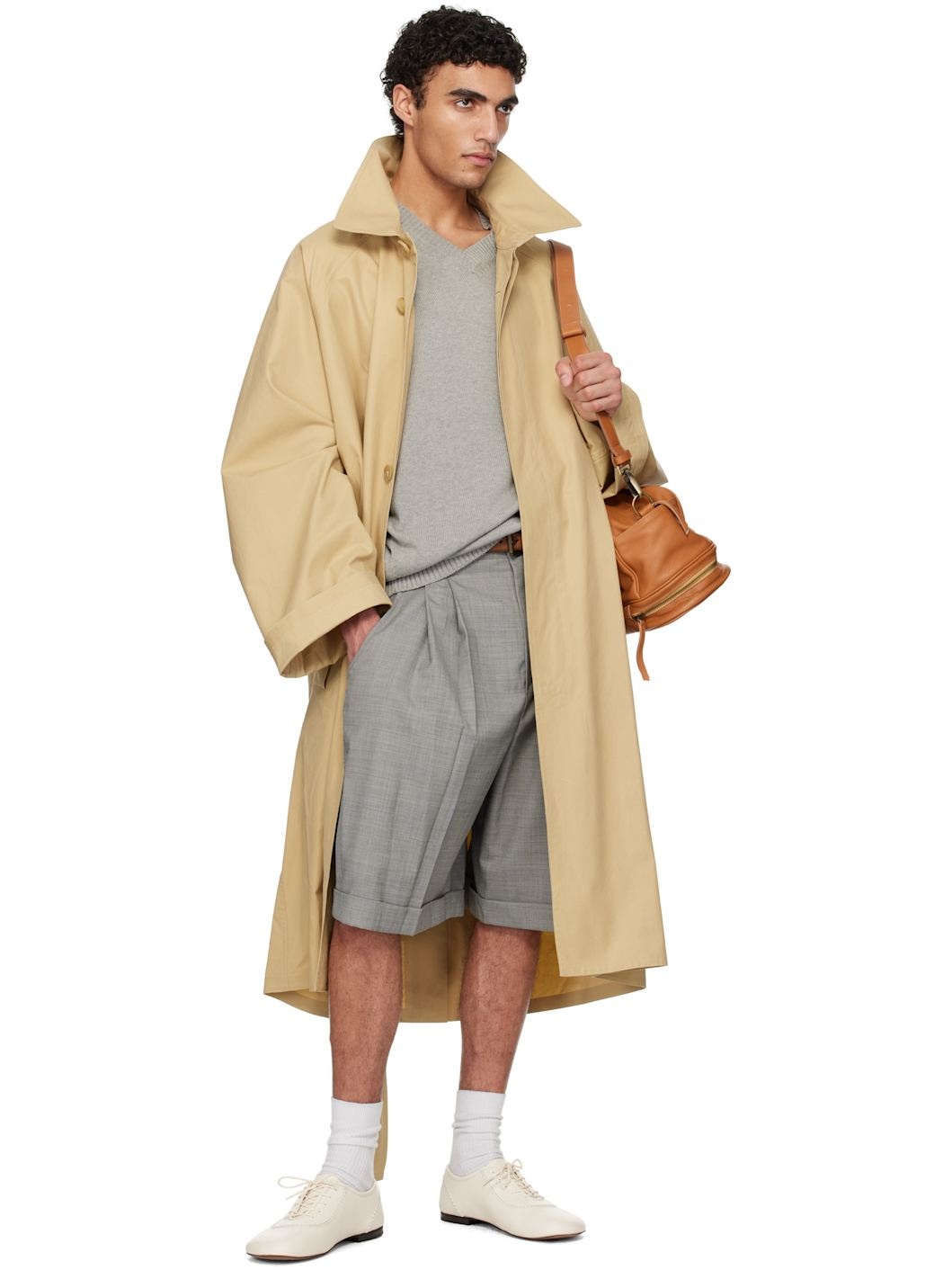 Beige Belted Trench Coat - 5
