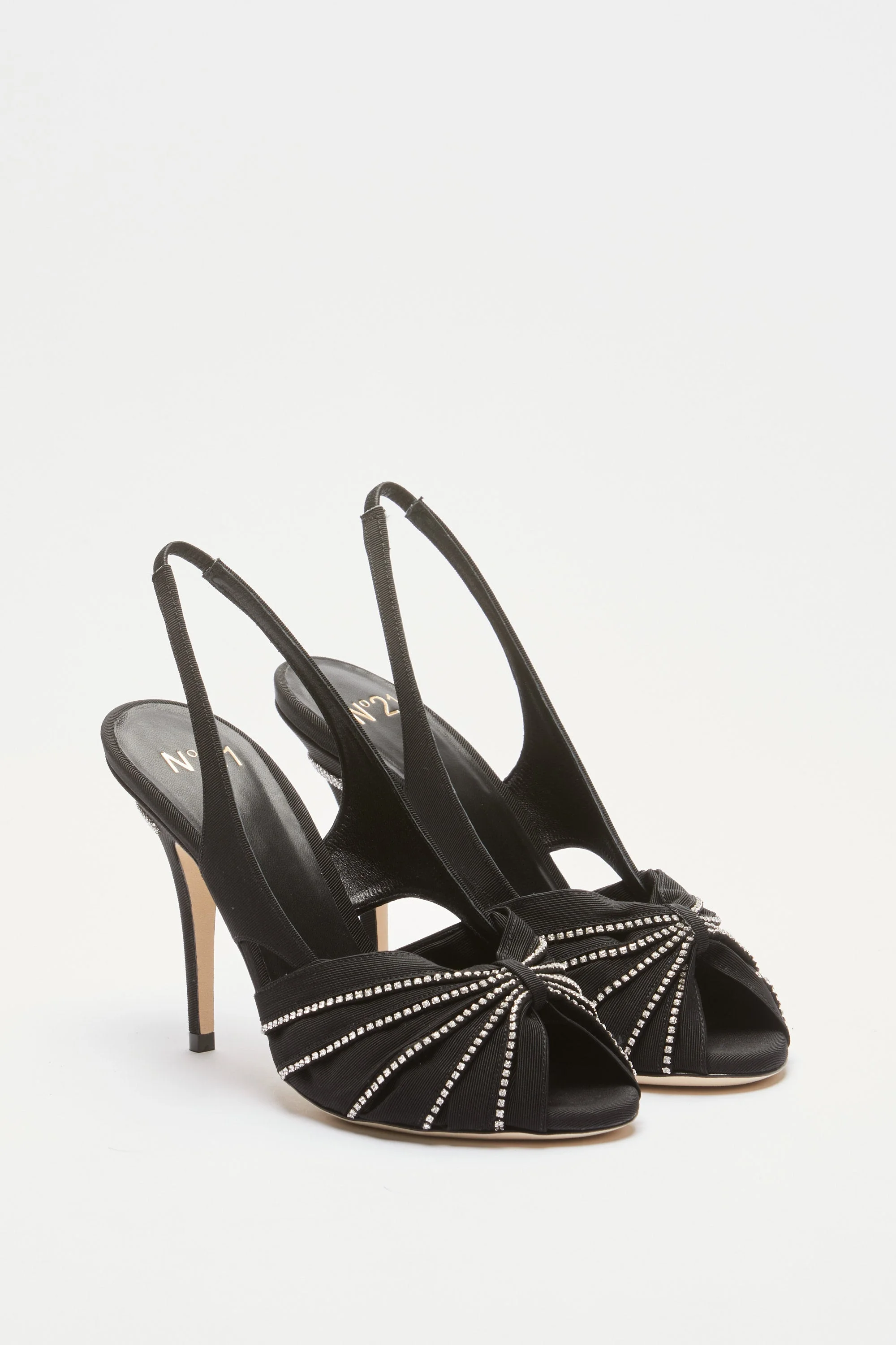 SATIN SANDALS WITH CRYSTALS - 1