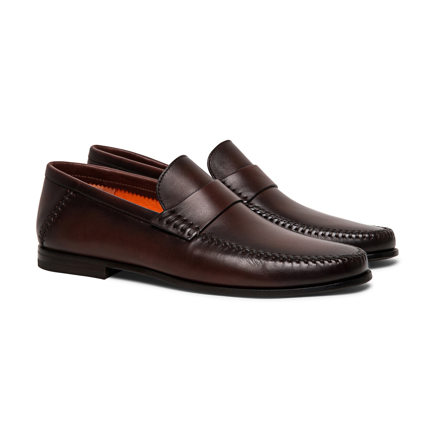 Men's polished brown leather penny loafer - 2