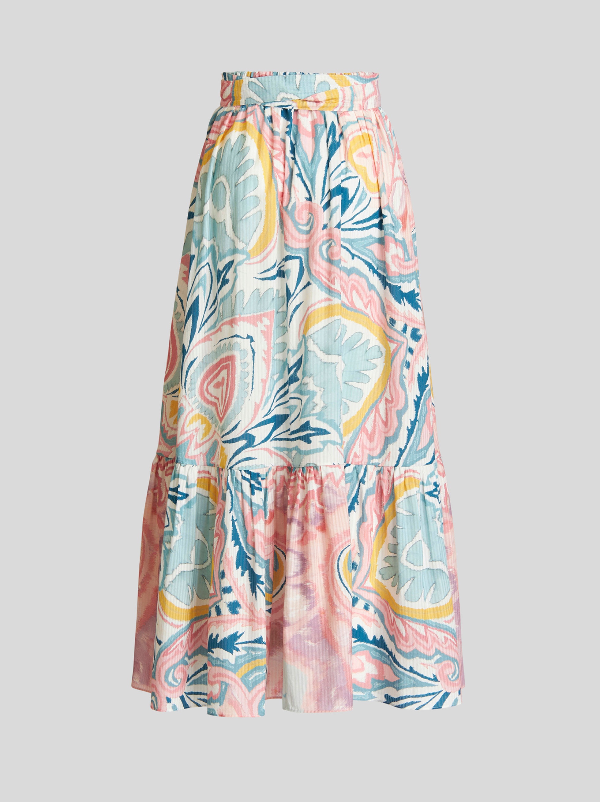 PRINTED COTTON AND SILK SKIRT - 5