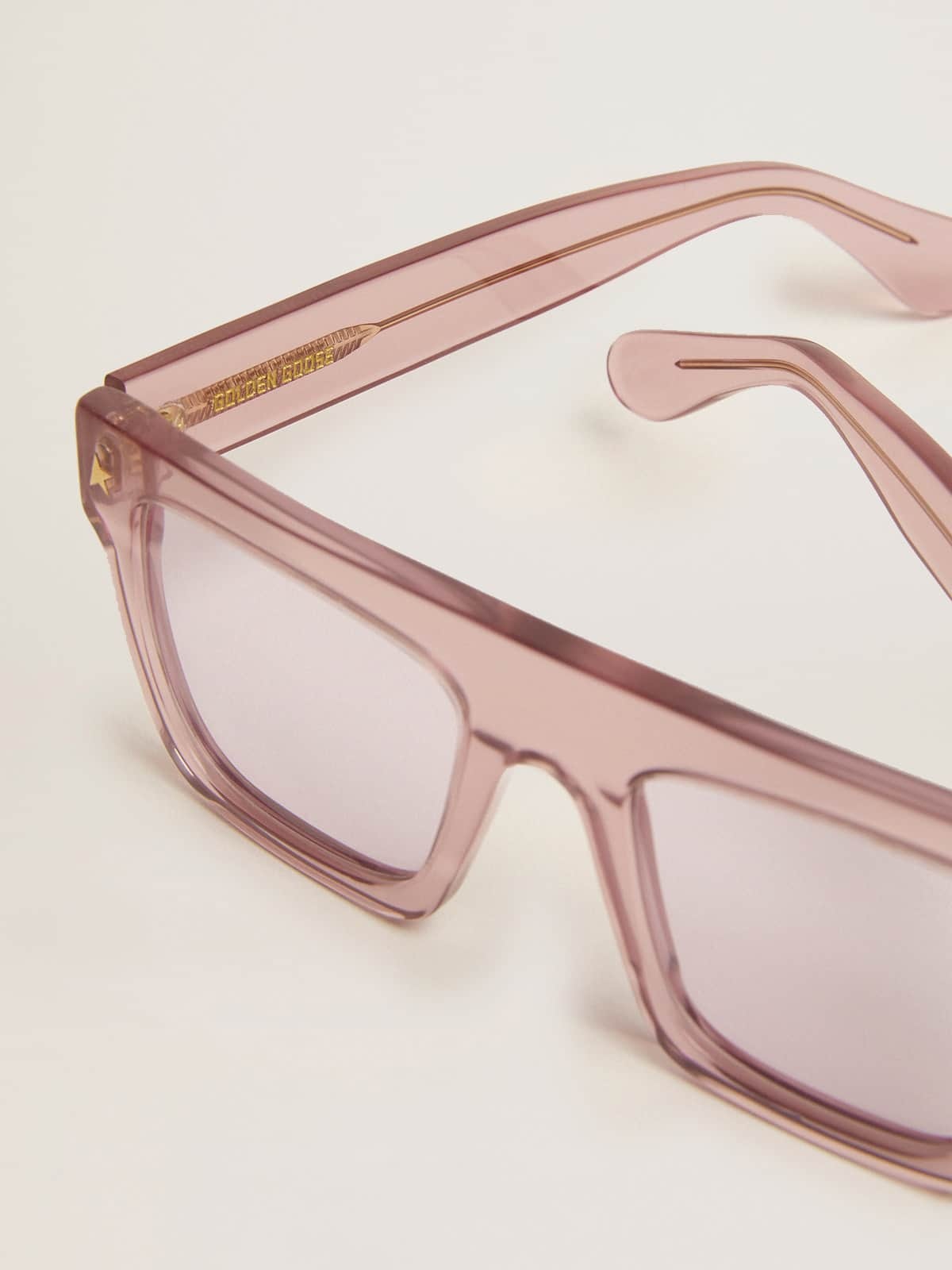 Square-style Sunframe Jamie with clear pink frame and pink lenses - 2