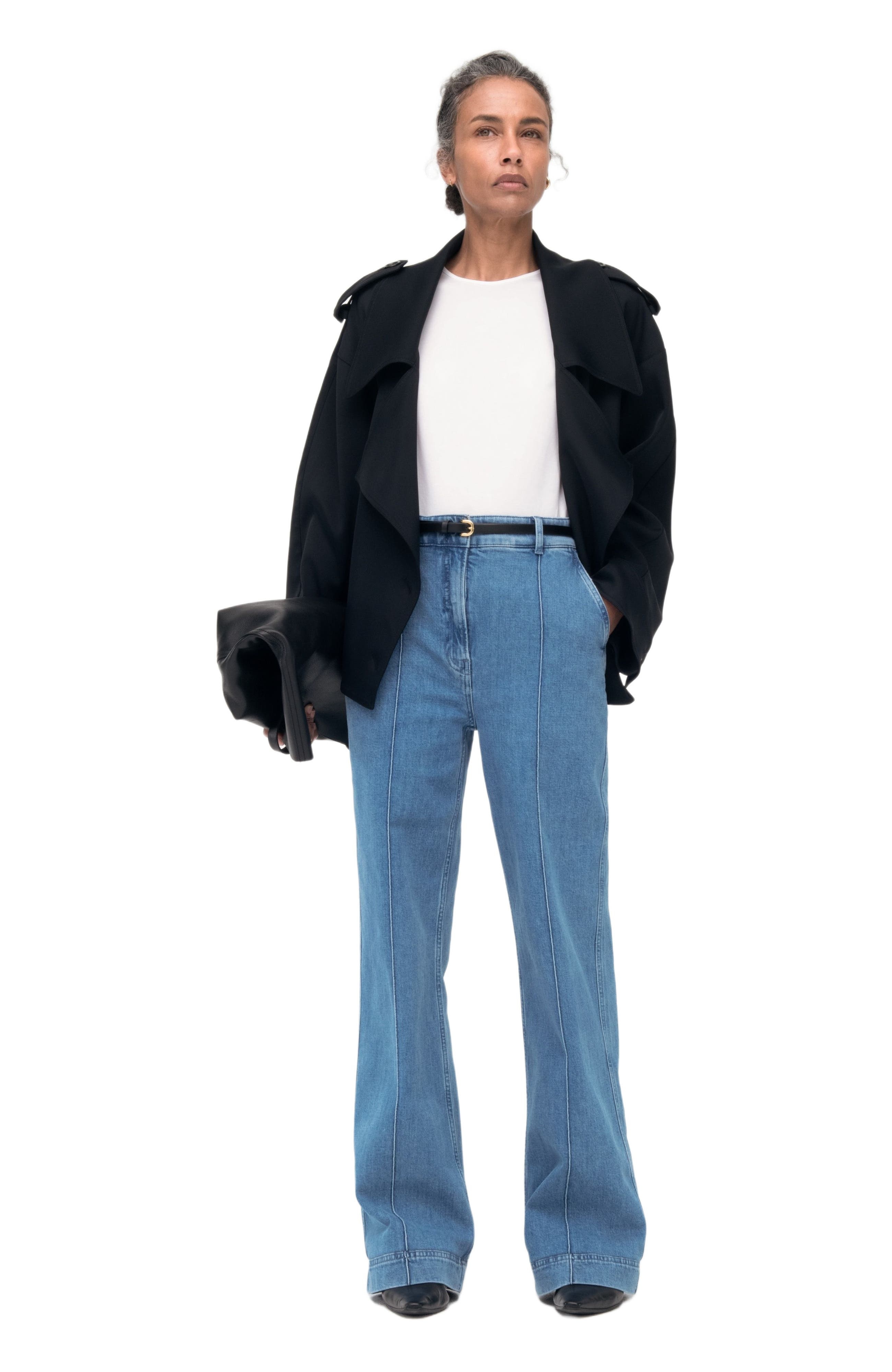 Another Tomorrow HIGH WAISTED DENIM TROUSER in Light Blue Wash at Nordstrom - 6