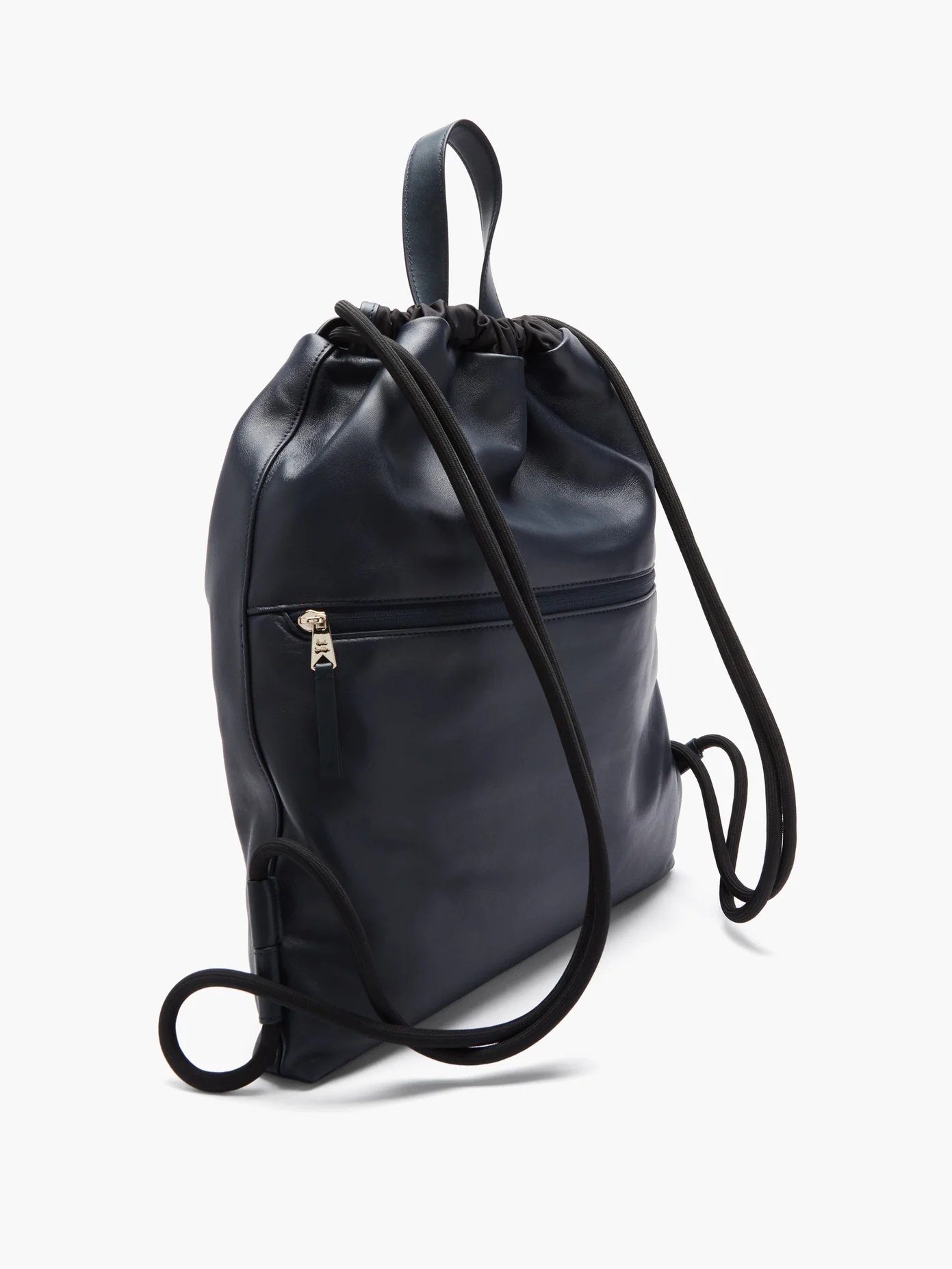 Logo-stripe drawstring leather bag - 4