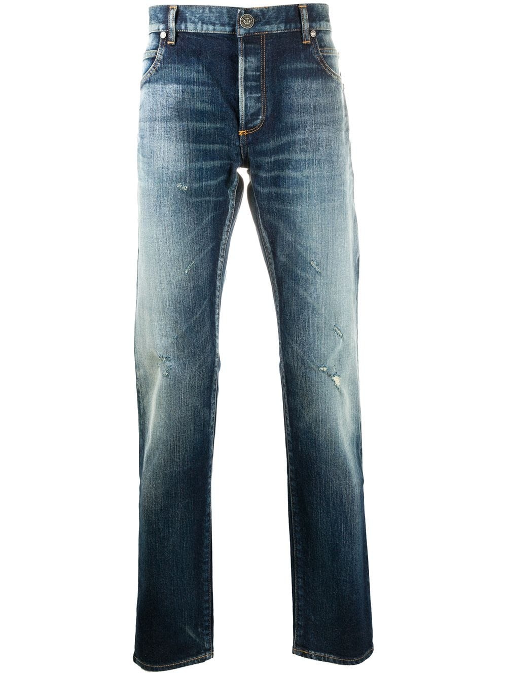 distressed effect straight-leg jeans - 1