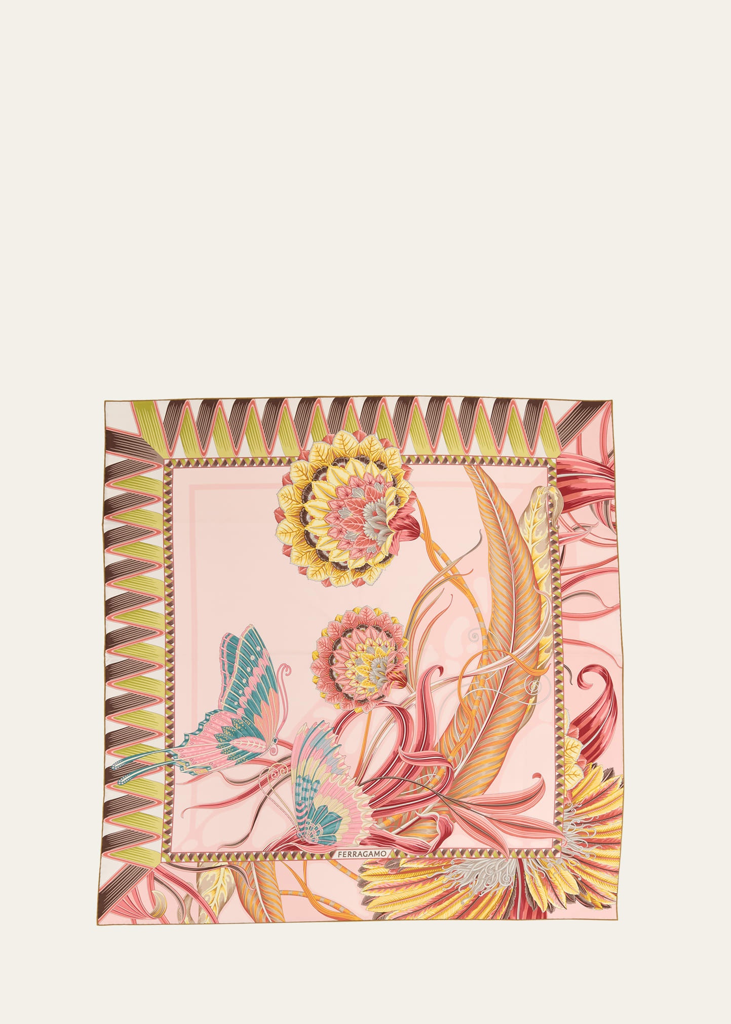 Floral-Print Silk Square Scarf - 1