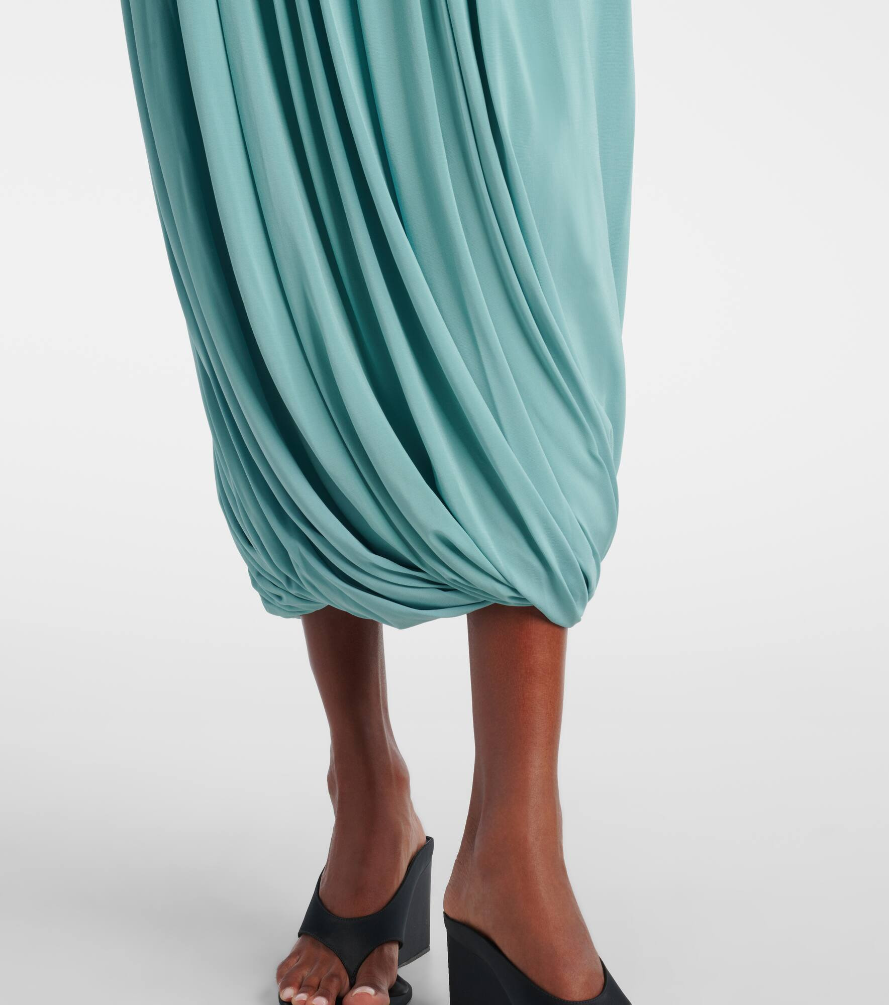 Gathered jersey midi skirt - 5