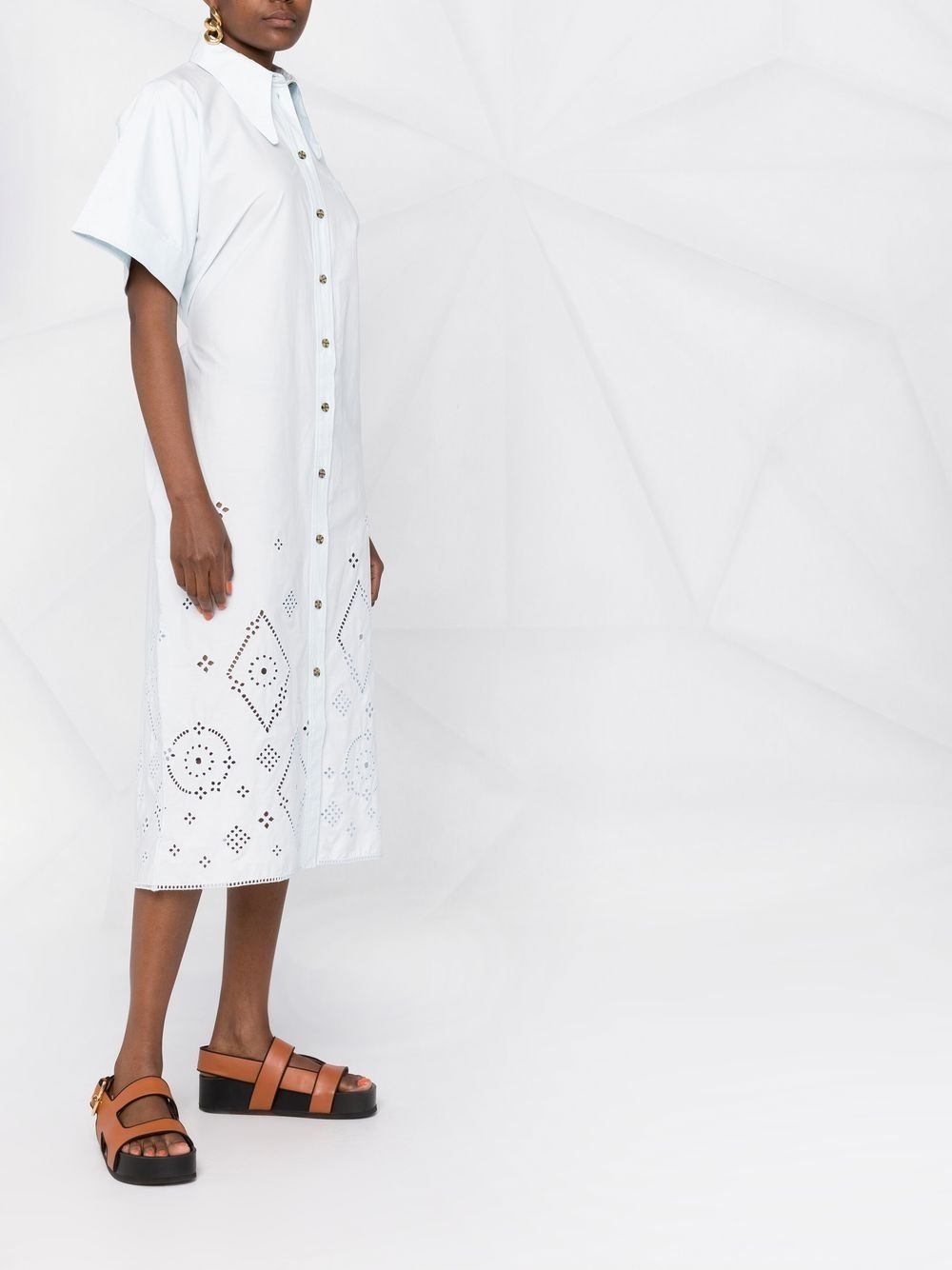 broderie anglaise midi shirt dress - 4