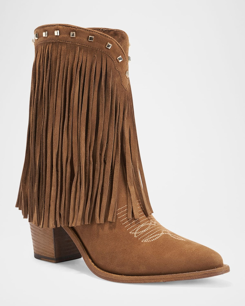 PARTLOW Hallee Suede Fringe Western Booties outlook
