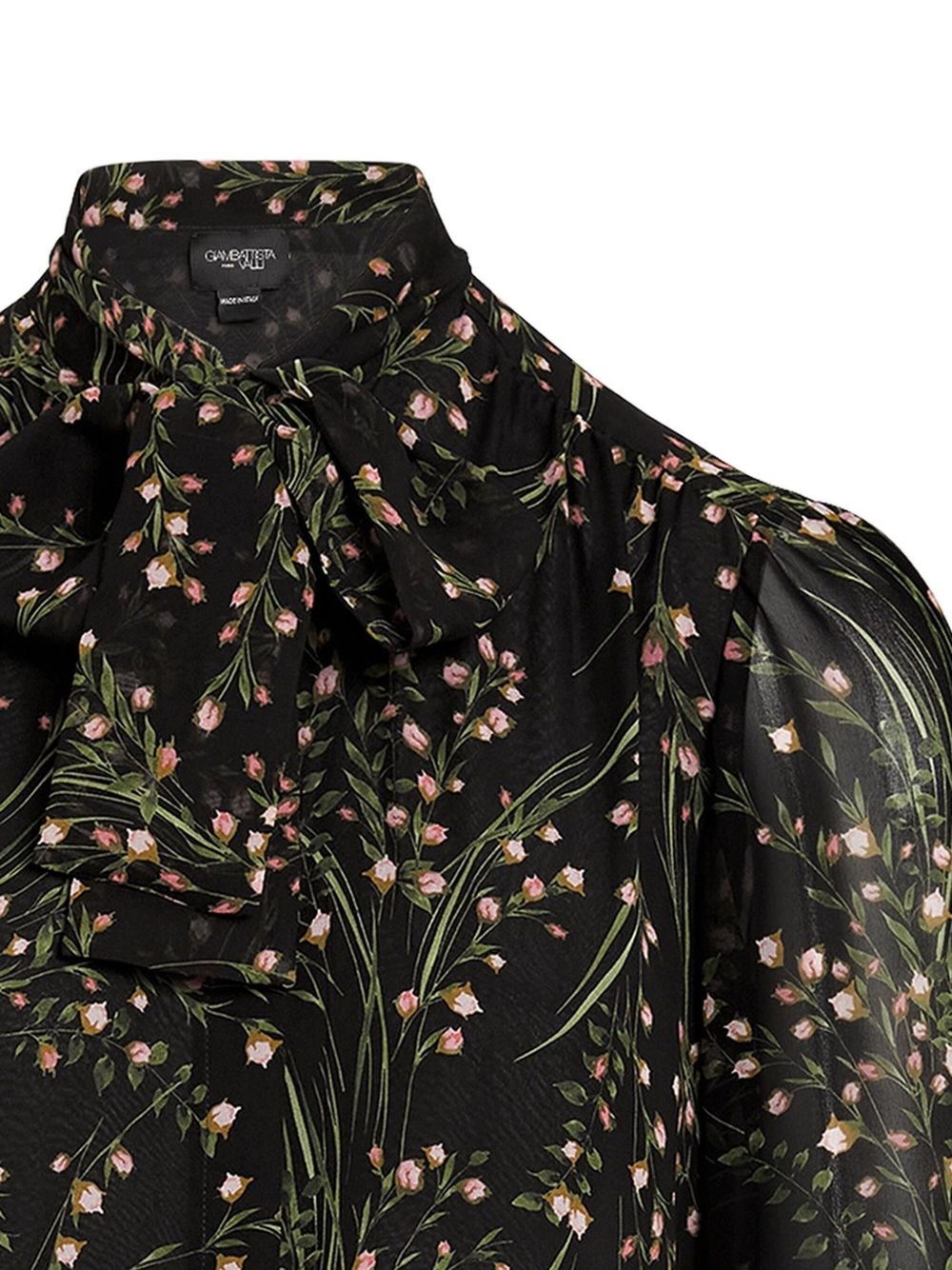 floral-print tie-neck blouse - 6