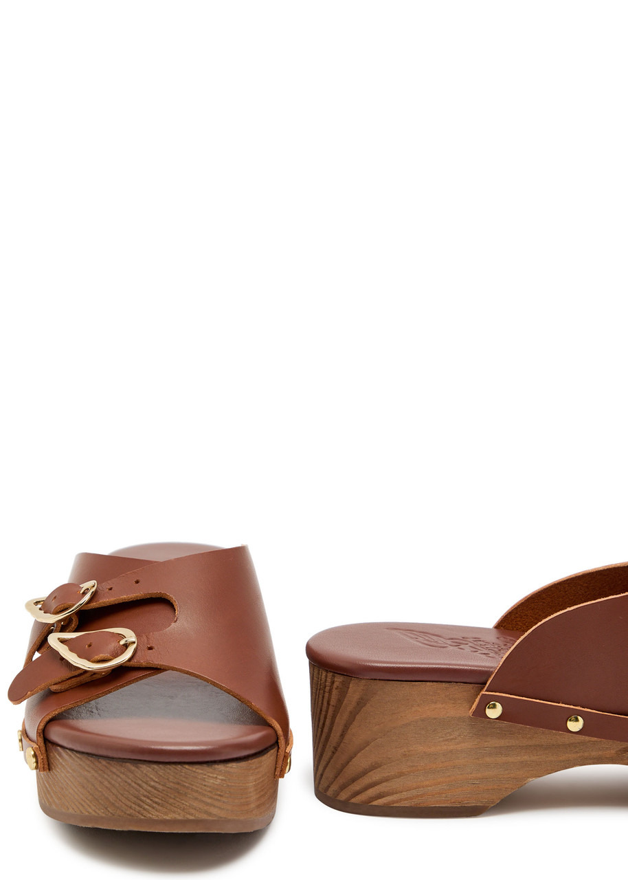 Ancient Greek Sandals Natali Sabot Leather Flatform Sandals - 4