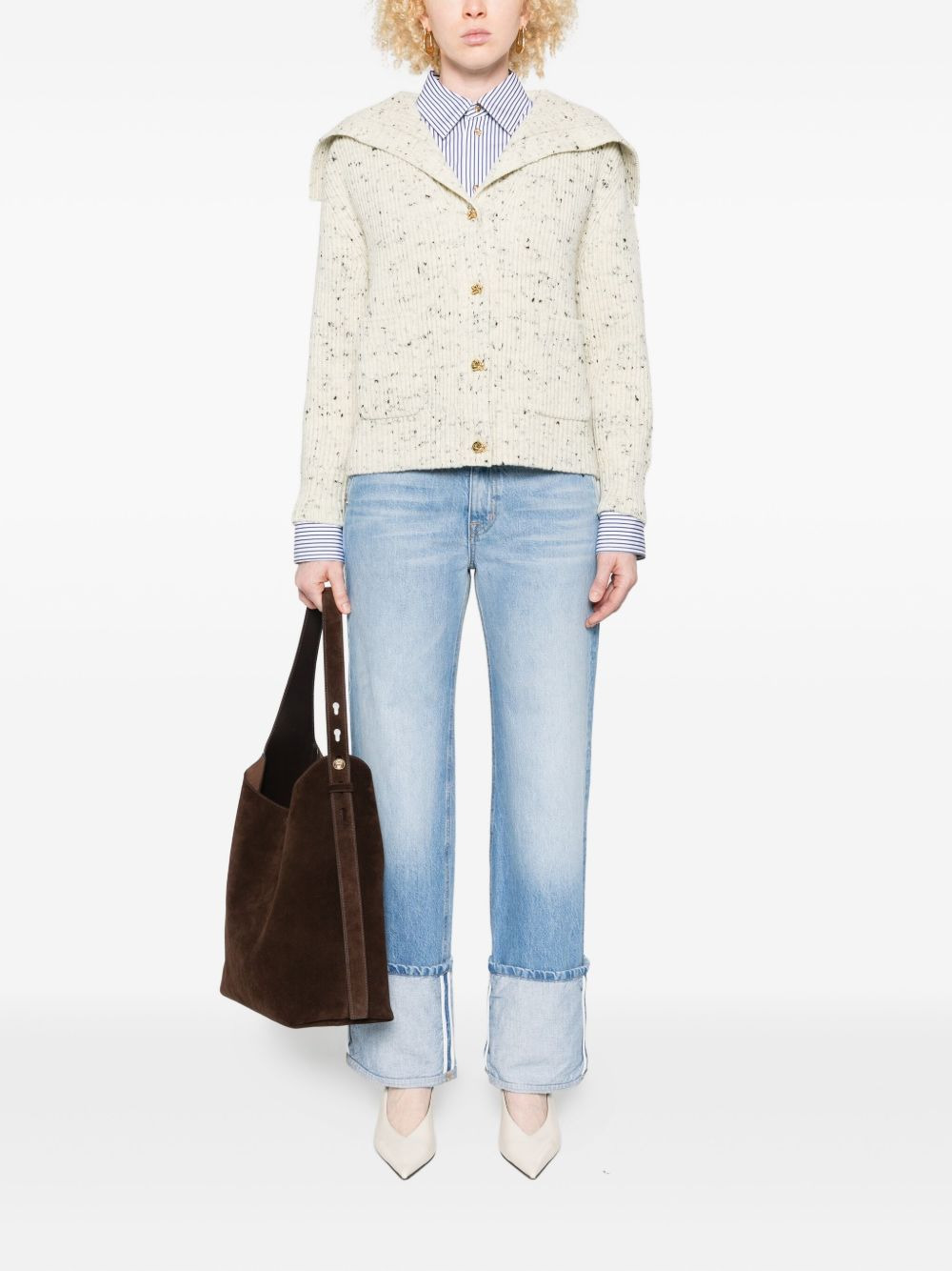 cuffed belted-waistband denim jeans - 2