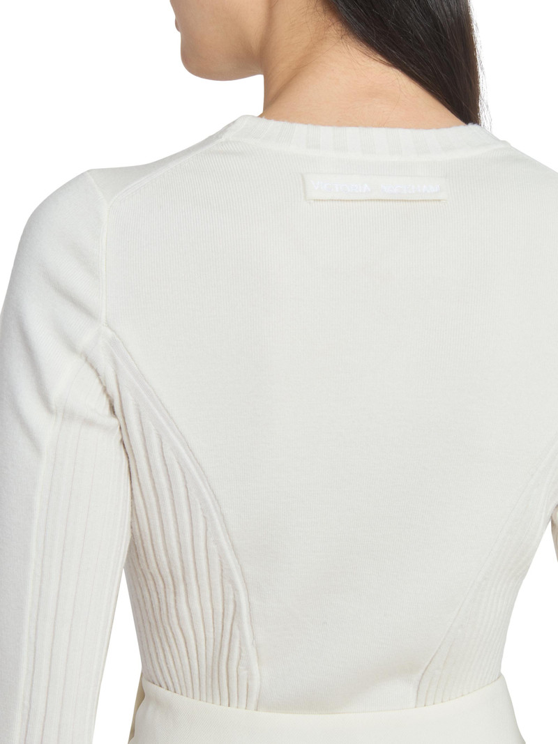 Women's Wool-Blend Rib-Knit Sweater - Ivory 6