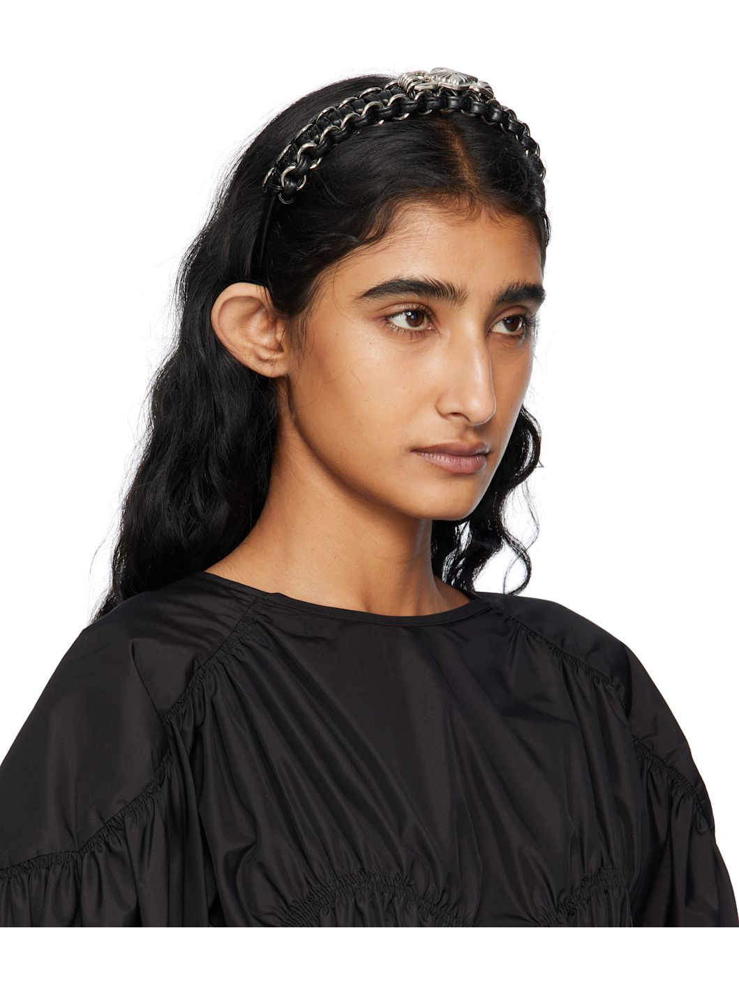 Black Leather Braid Headband - 2