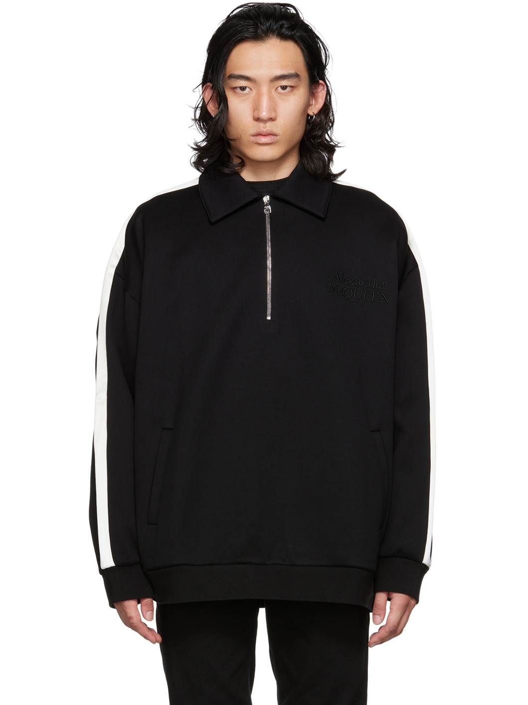 Black Embroidered Sweatshirt - 1