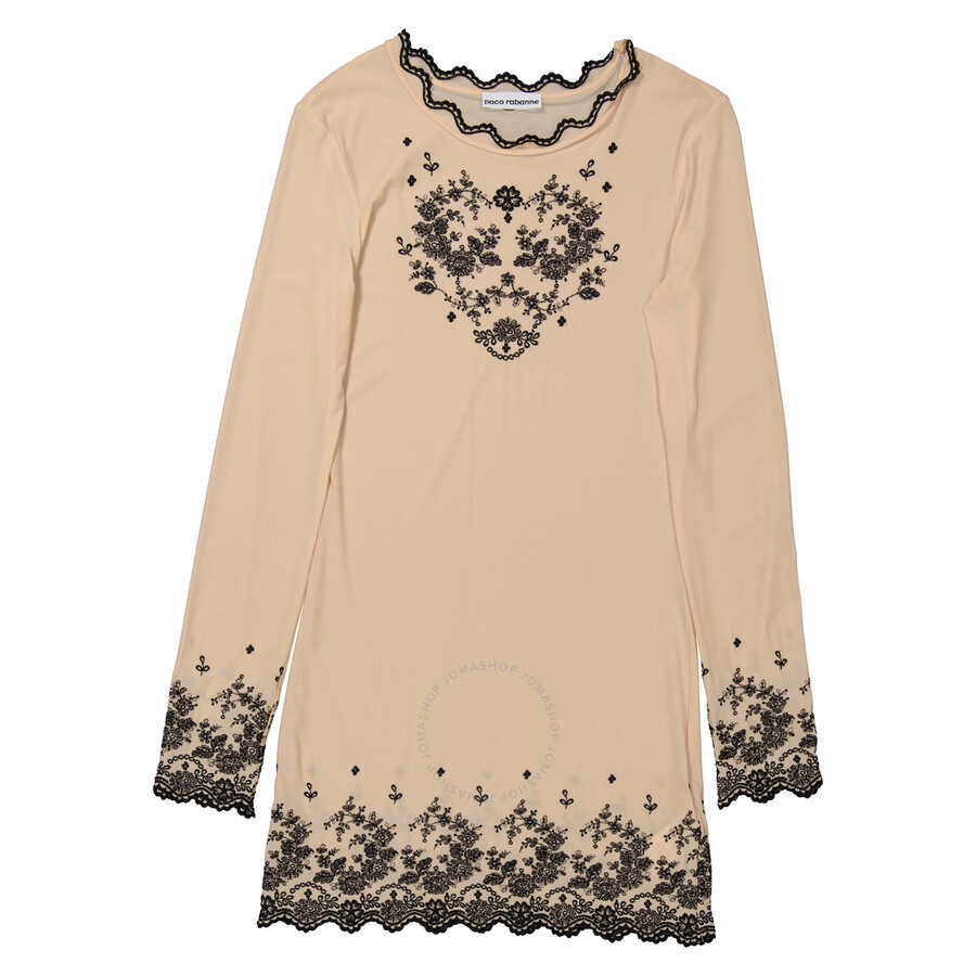 Rabanne Ladies Long-Sleeve Floral Embroidered Mini Dress - 2