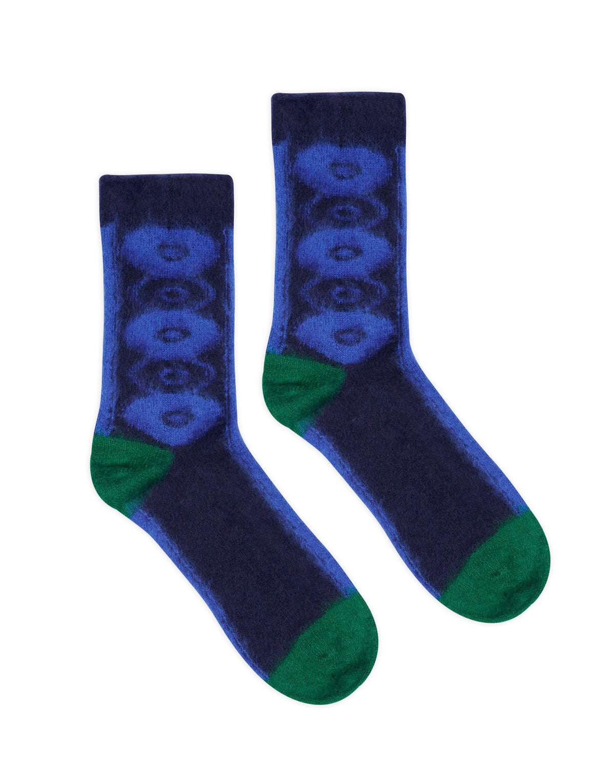Brushed Oval Argyle Socks - Blue - 2