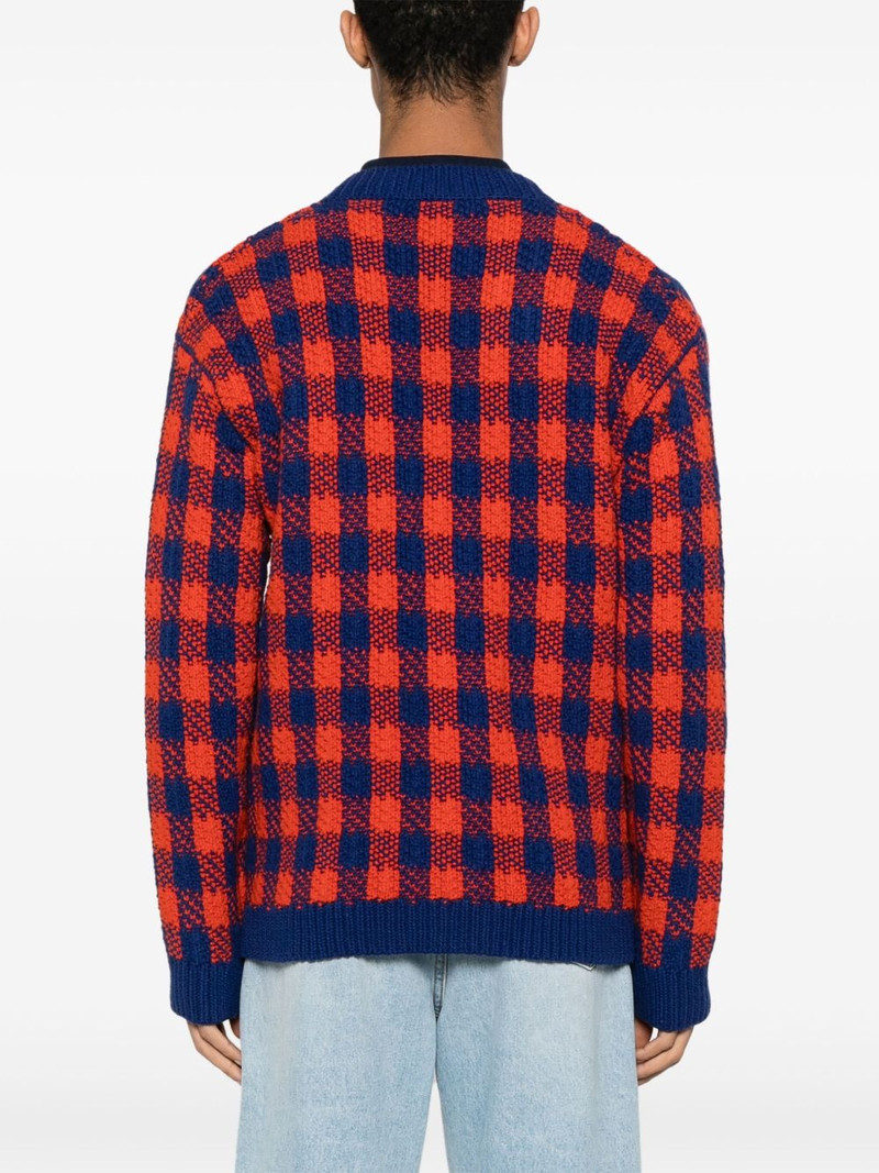 checked wool-knit cardigan 4