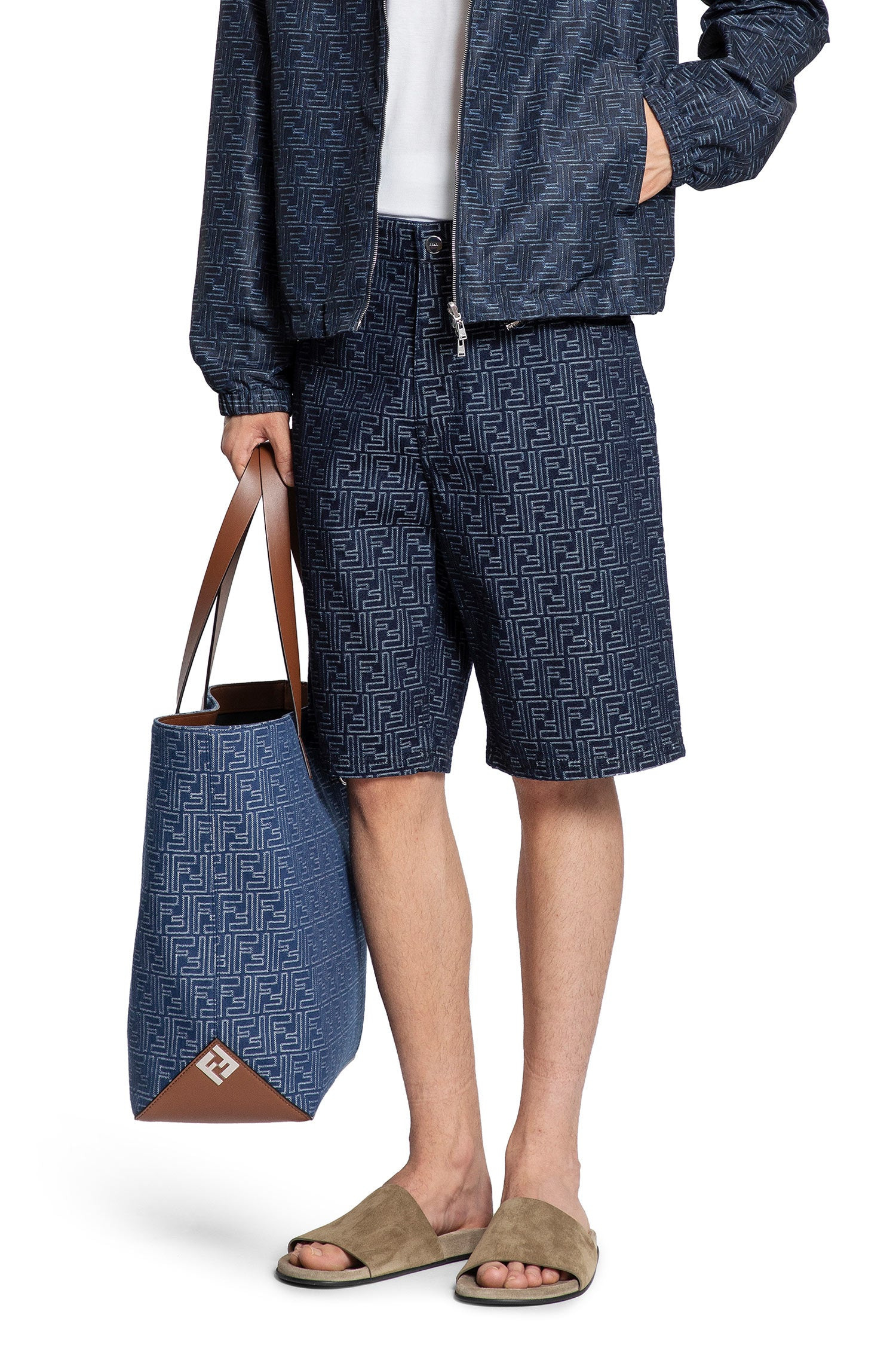 Ff-Jacquard-Denim-5-Pocket-Shorts - 5
