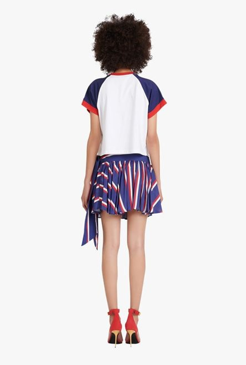 HIGH SUMMER CAPSULE - Blue and red striped pleated skirt 3