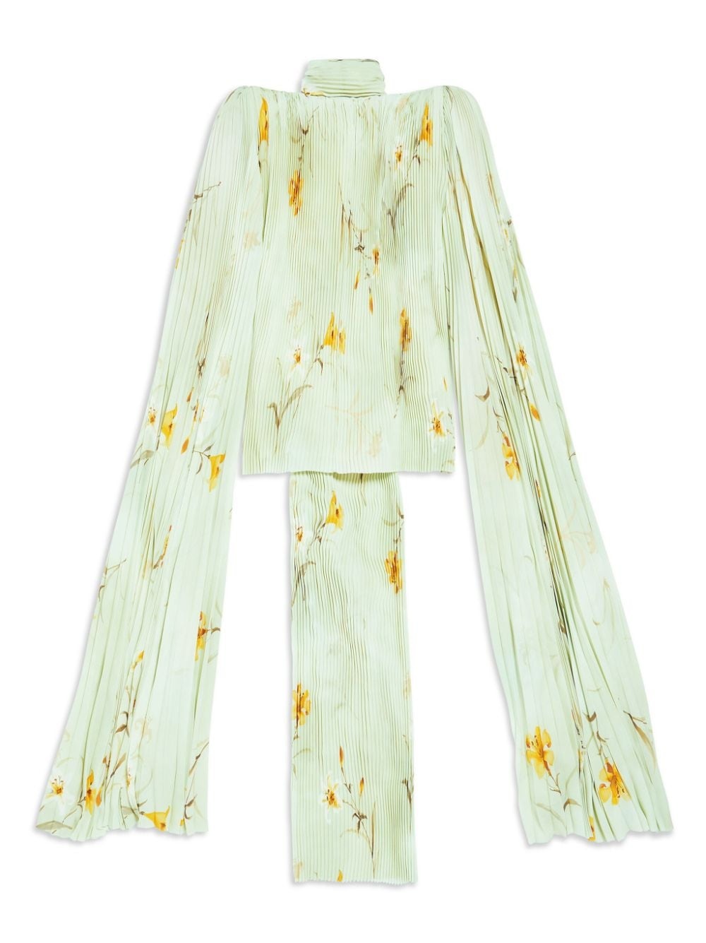 floral-print pleated blouse - 6