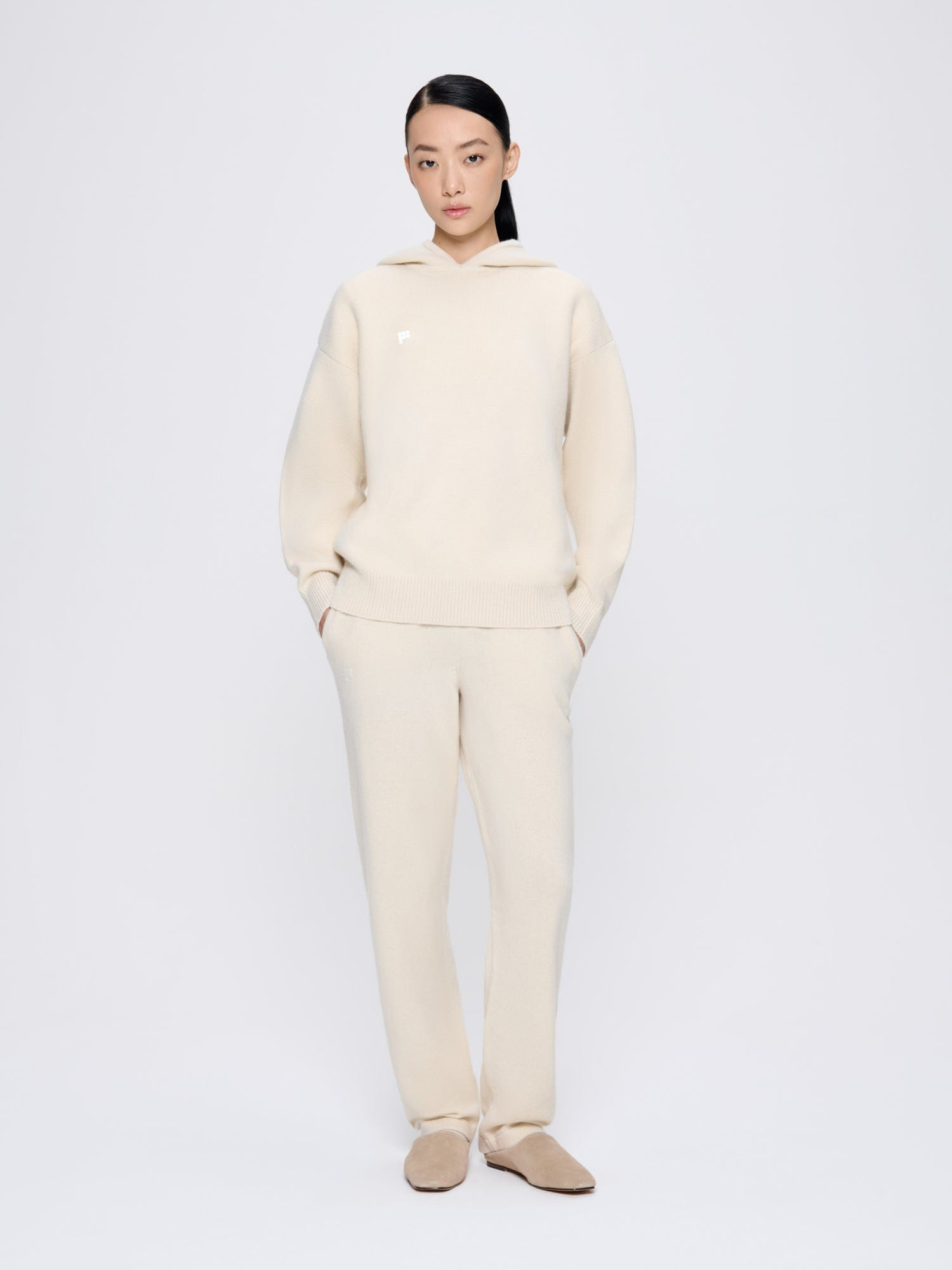 Womens DNA Recycled Cashmere Hoodie - Ecru Ivory - 3