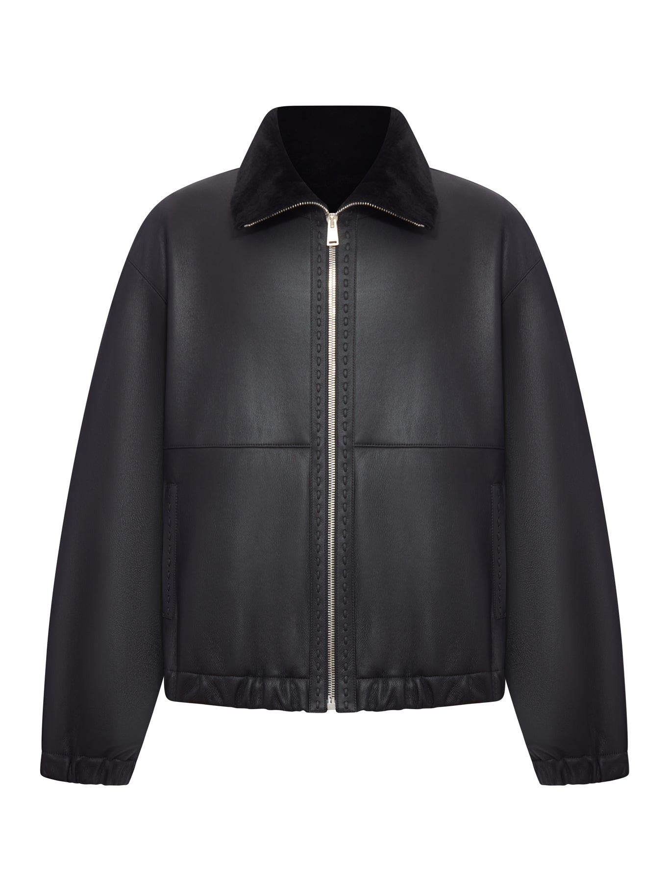 BLACK SHEEPSKIN BLOUSON - 1