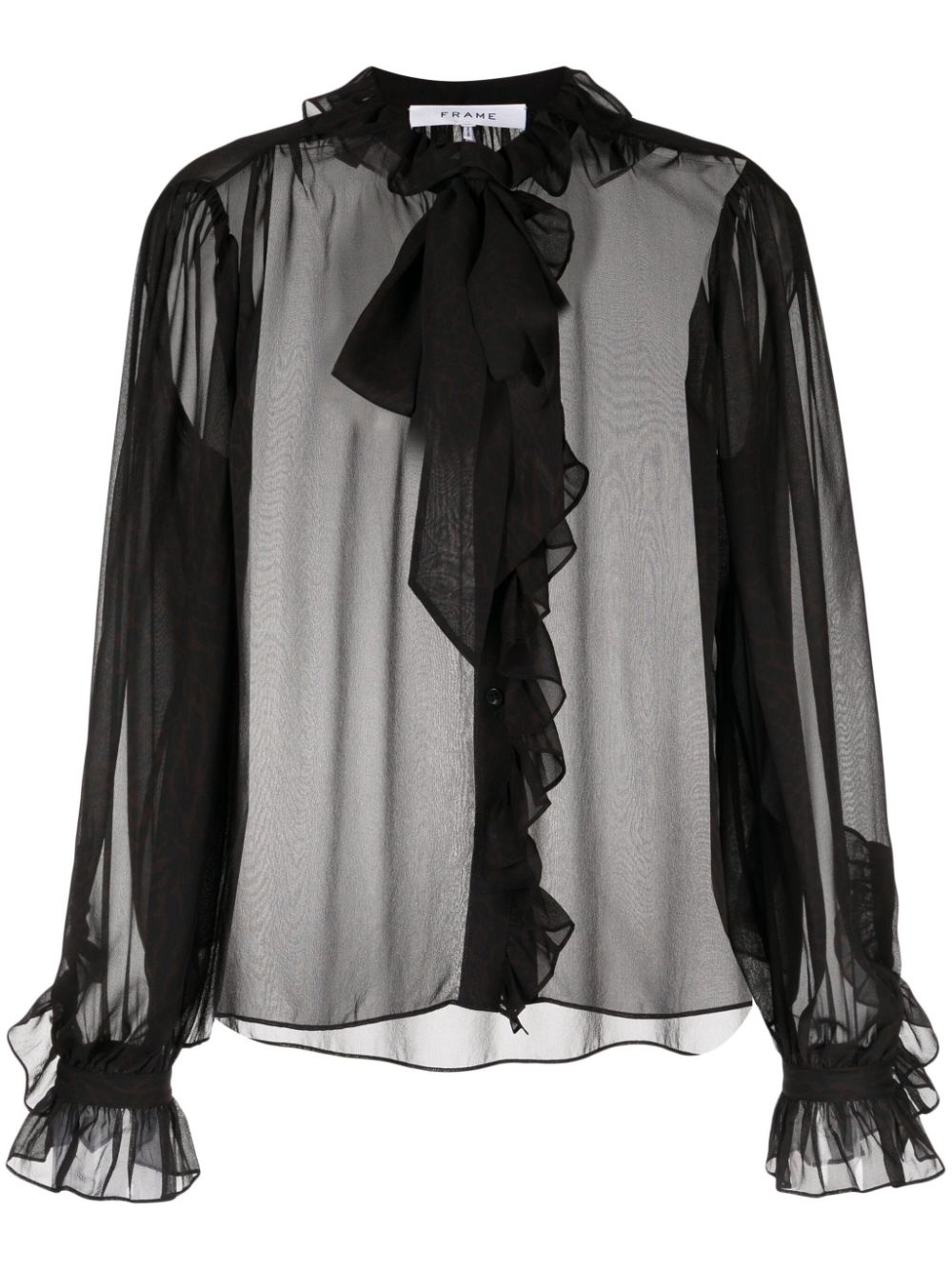 ruffled button-up silk shirt - 1