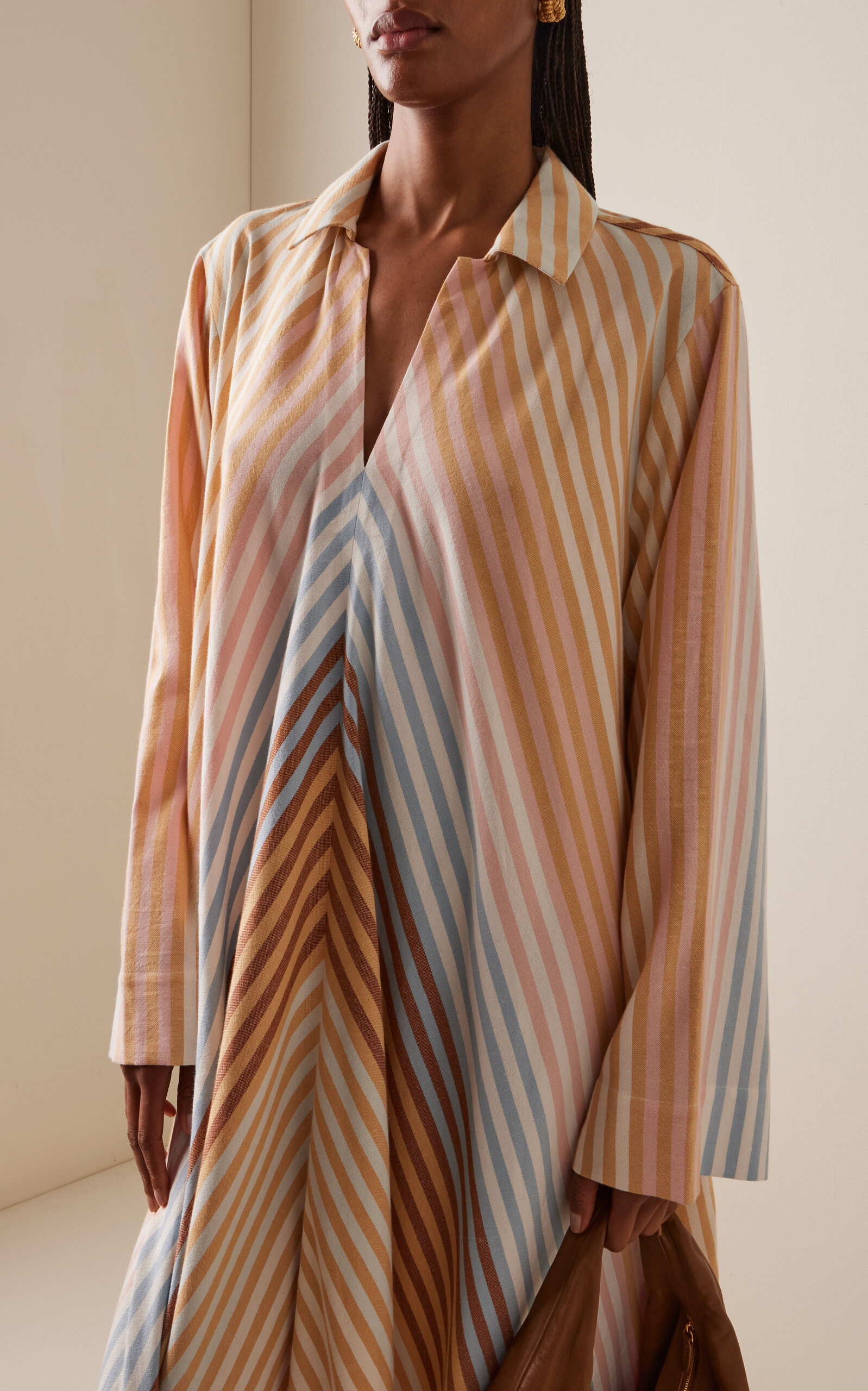 The Striped Cotton Caftan multi - 3