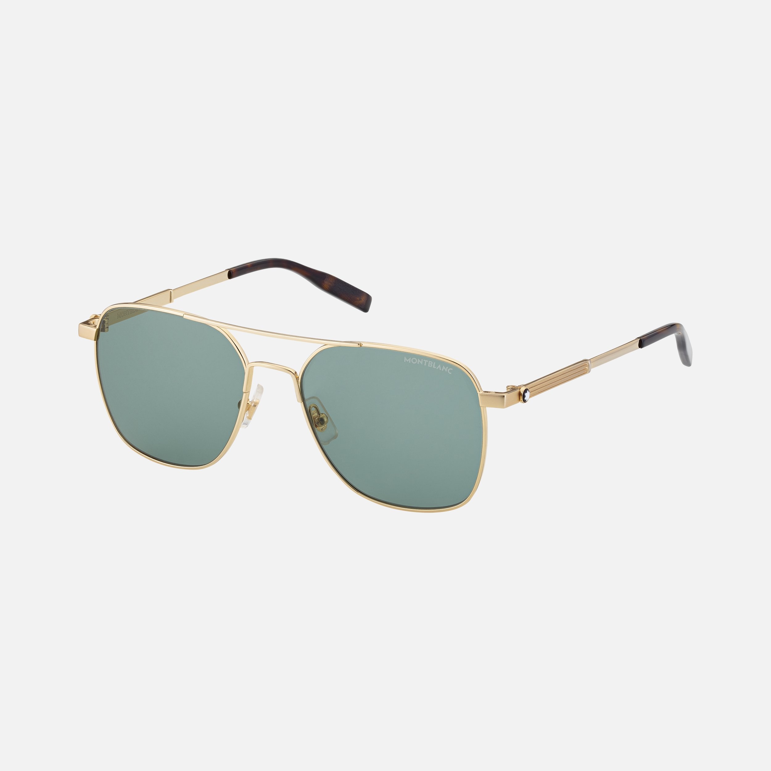 Rectangular Gold-Colored Metal Frame Sunglasses - 1