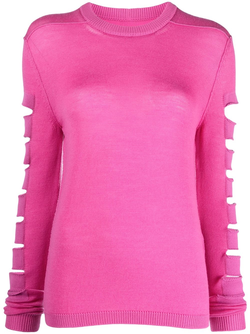 ribbed-trim cut-out jumper - 1