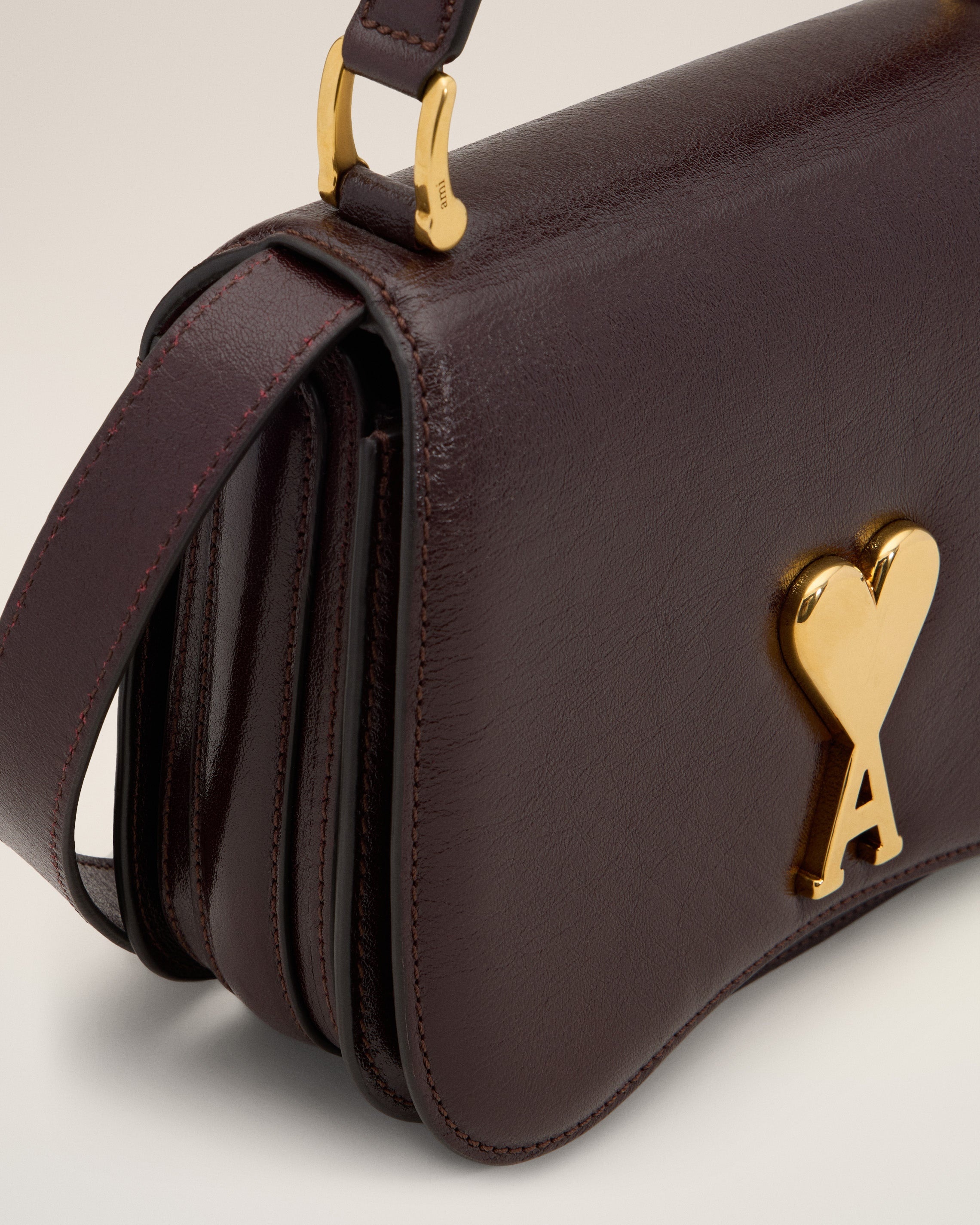 BURGUNDY LEATHER TOP HANDLE PARIS PARIS BAG - 4