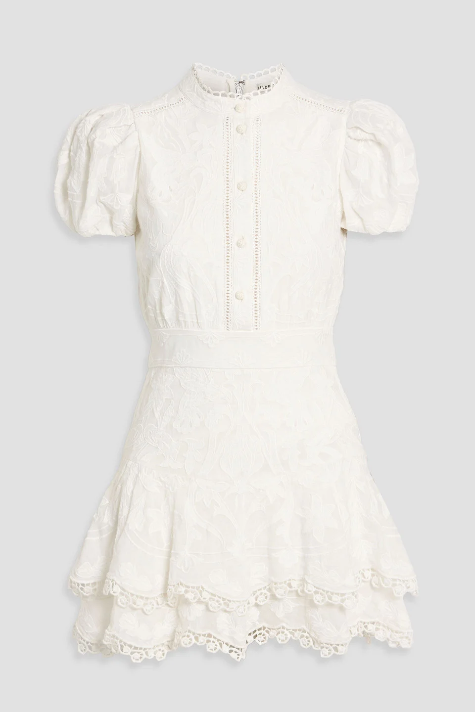 Loryn tiered embroidered cotton mini dress - 1