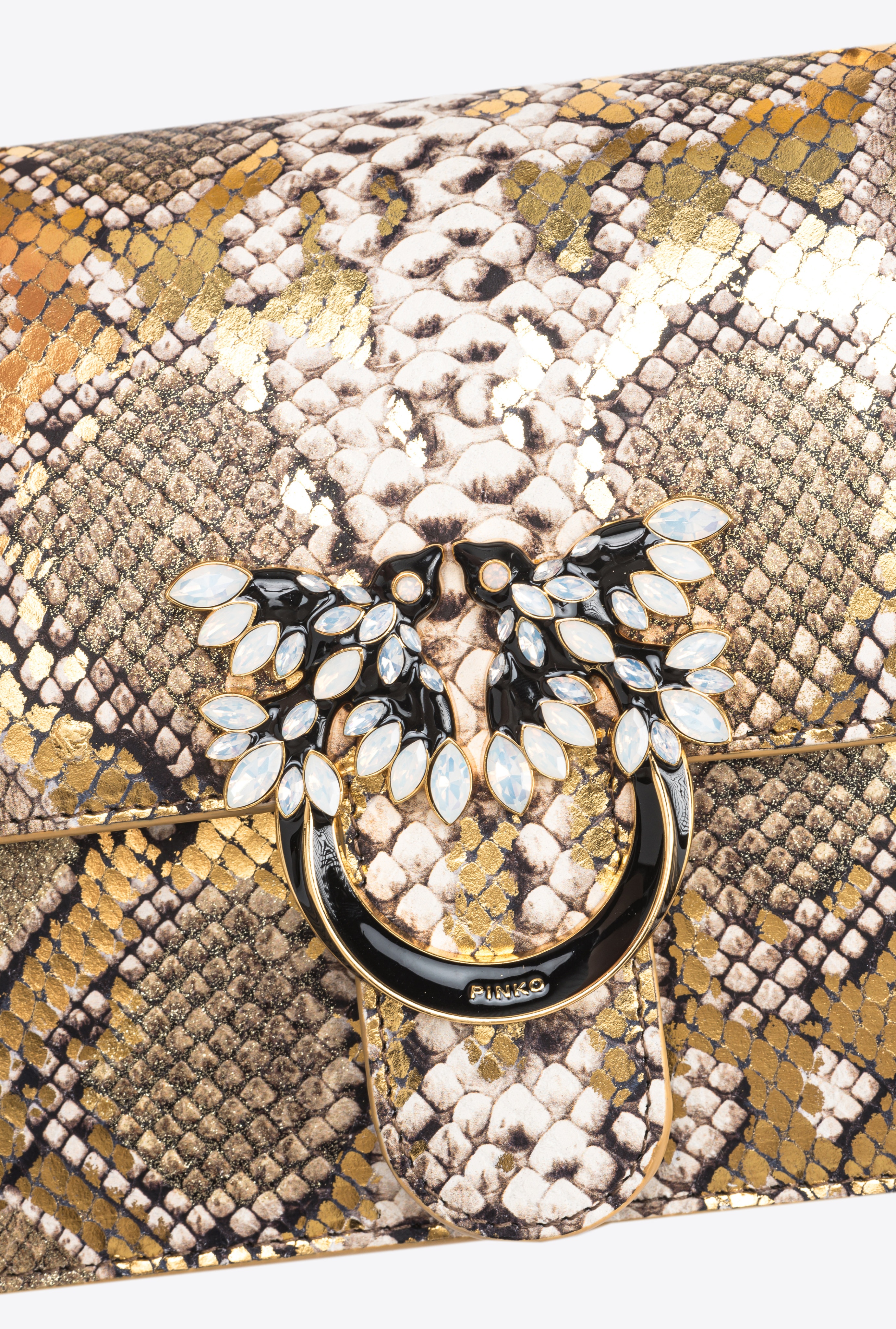 PINKO GALLERIA MINI LOVE BAG TOP HANDLE LIGHT IN LAMINATED REPTILE-PRINT LEATHER - 4