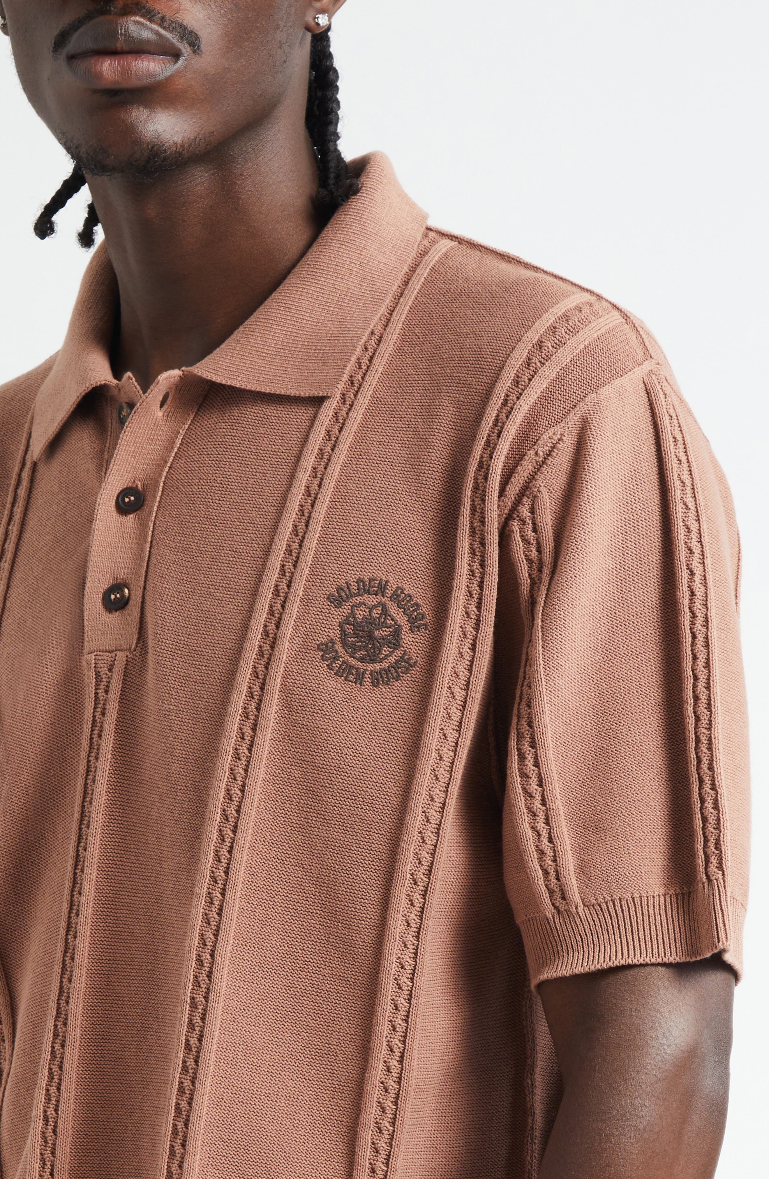 Golden Goose Journey Logo Embriodered Polo Sweater in Brownie at Nordstrom - 5