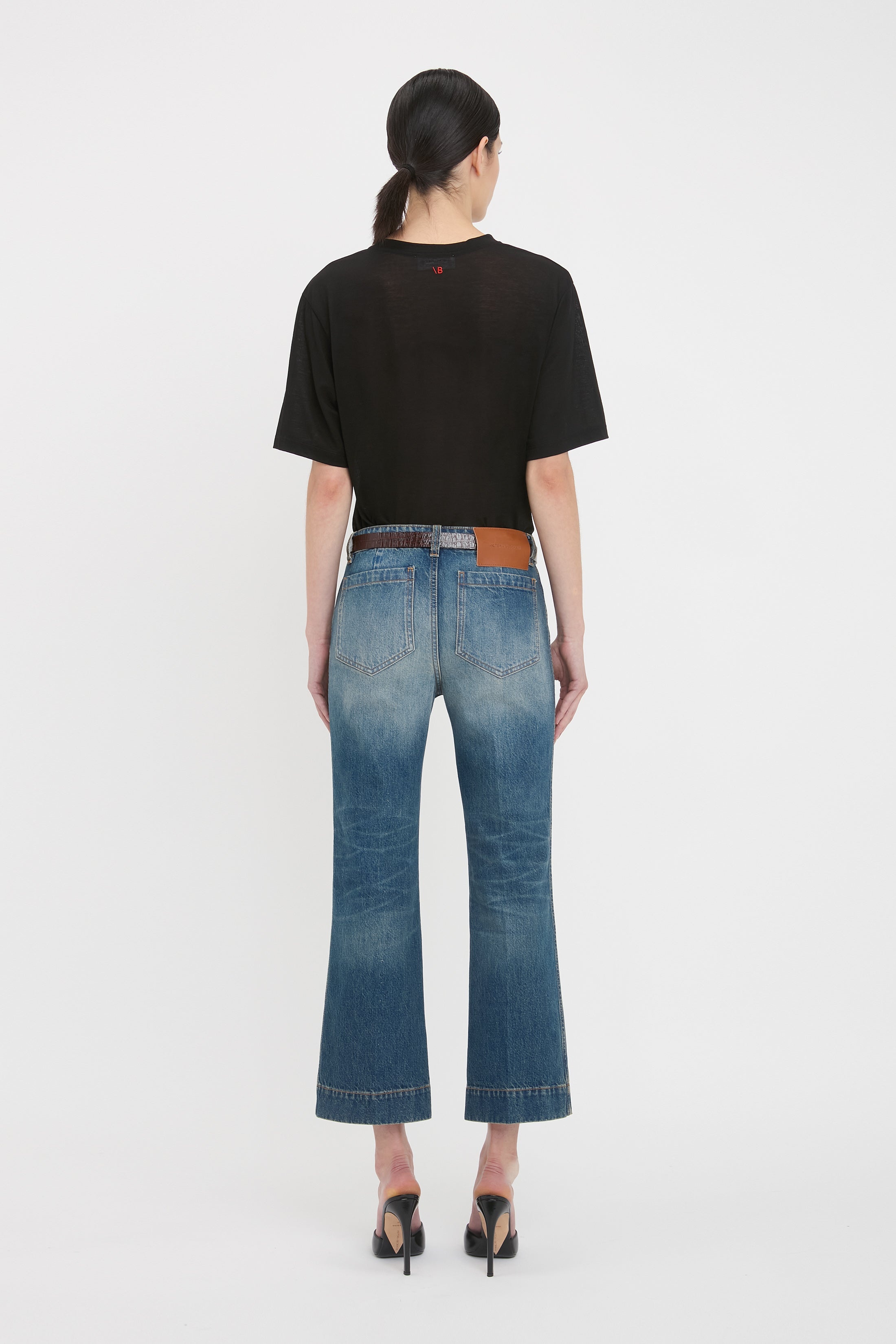 Classic Cotton Crepe T-Shirt In Black - 4