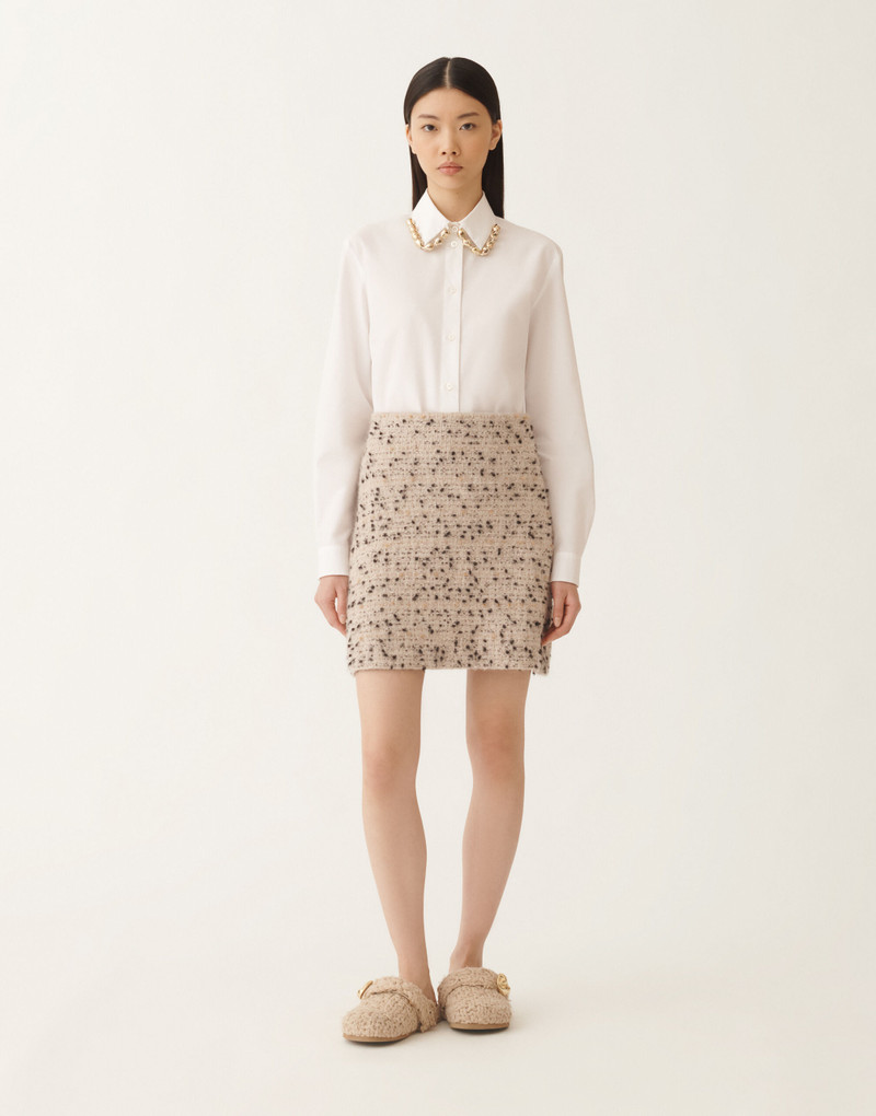 Buttoned tweed mini skirt 3