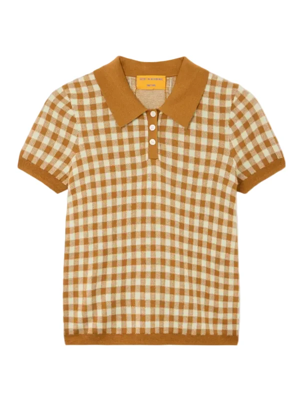 Gingham Shrunken Polo in Suede/Limewash - 1