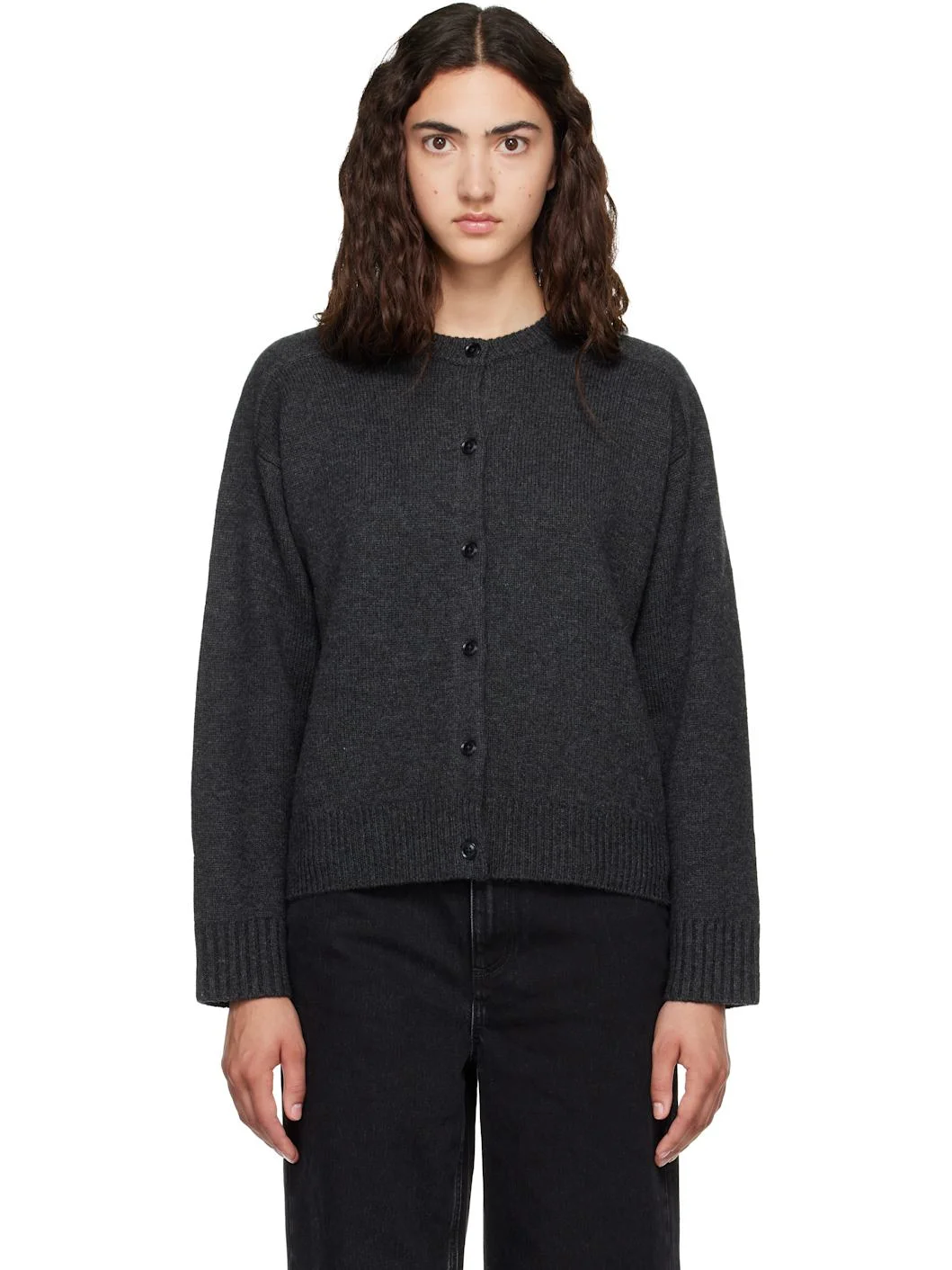 Gray AIDAR LDS Wool Cashmere Cardigan - 1