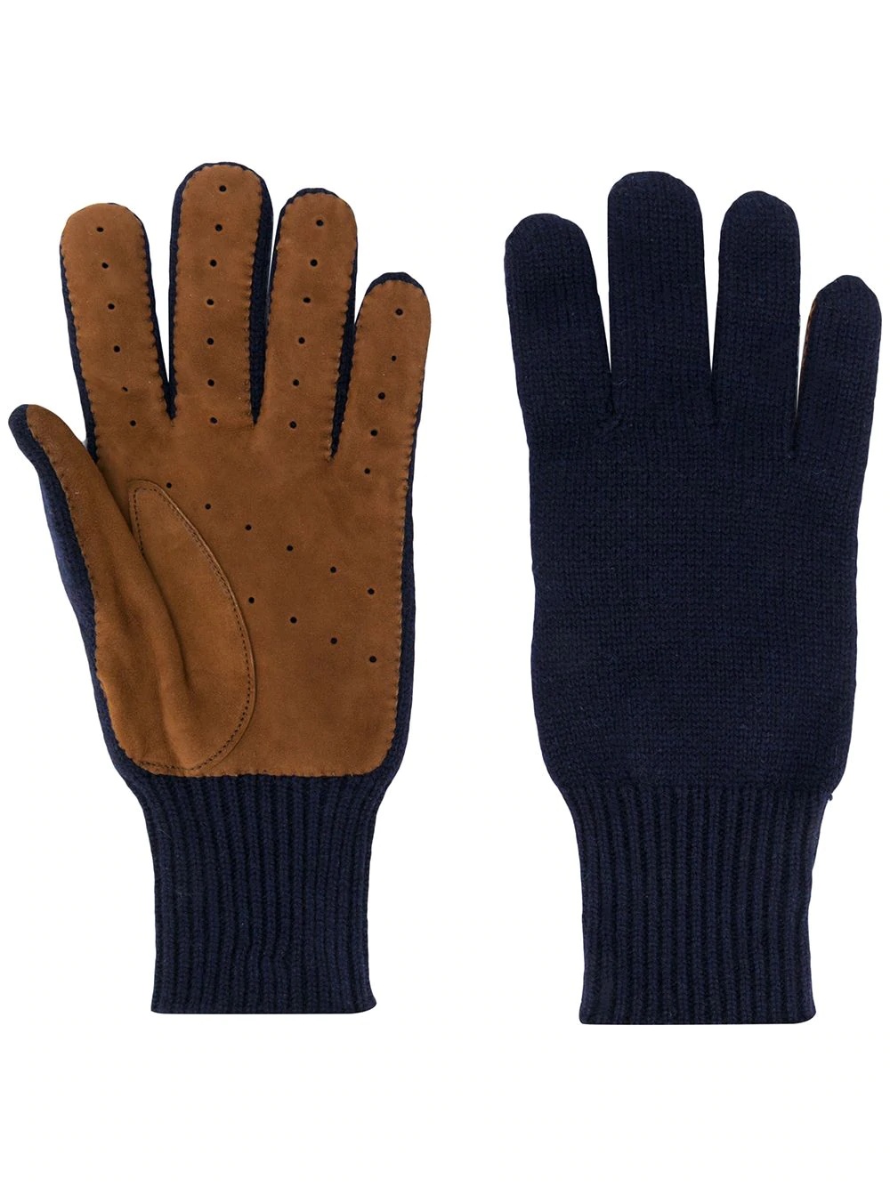 colour-block cashmere gloves - 1