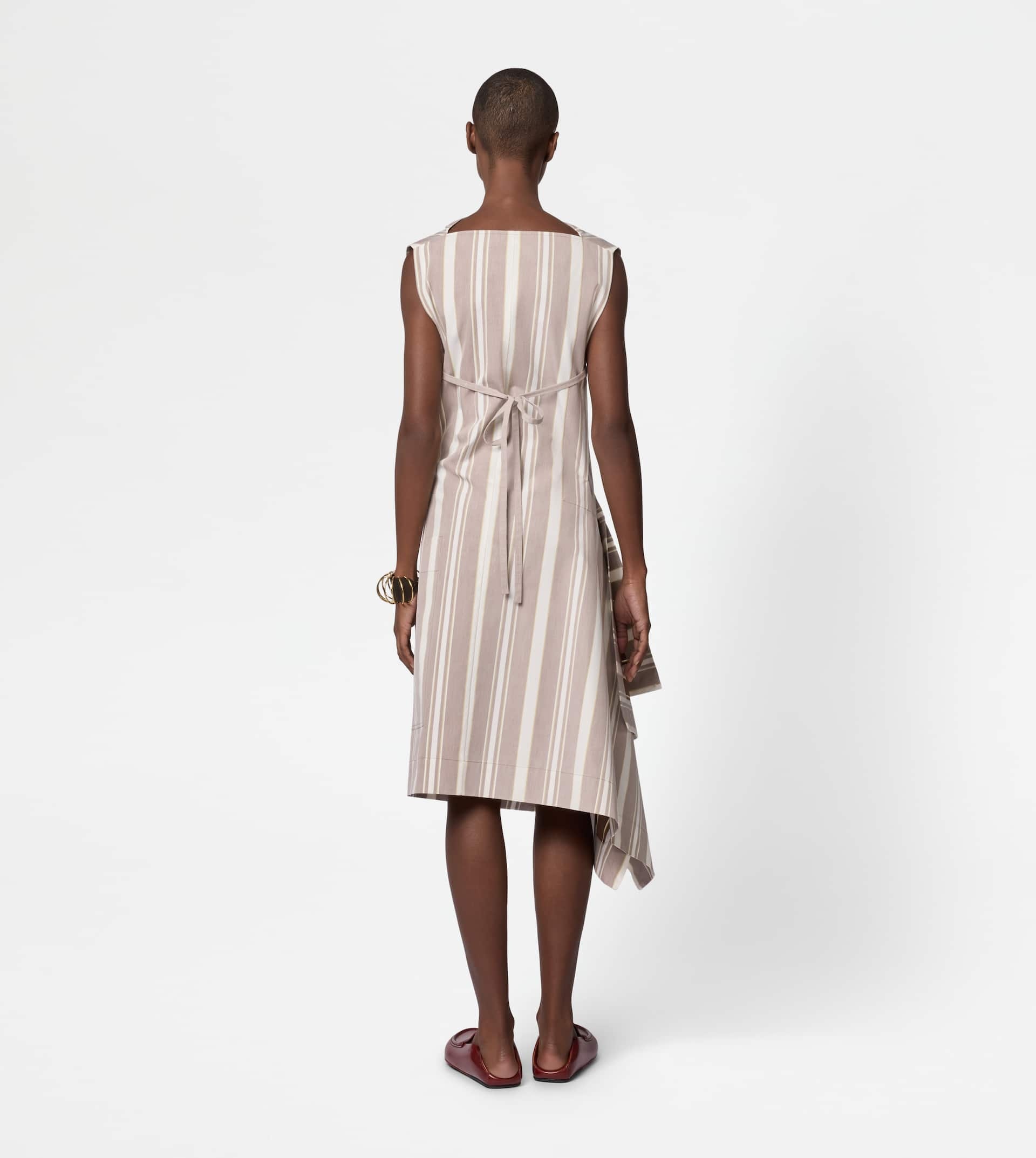 DRESS IN COTTON - BROWN, WHITE, YELLOW - 4