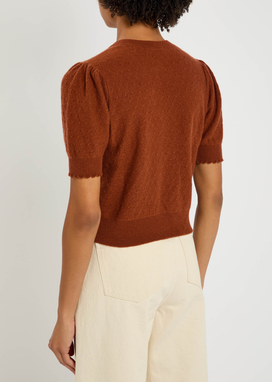 Frame Pointelle Cashmere Cropped Cardigan - 3