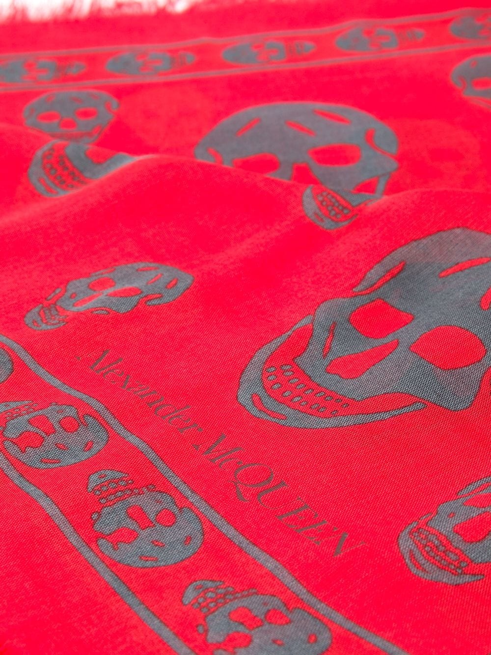 Skull print frayed scarf - 3