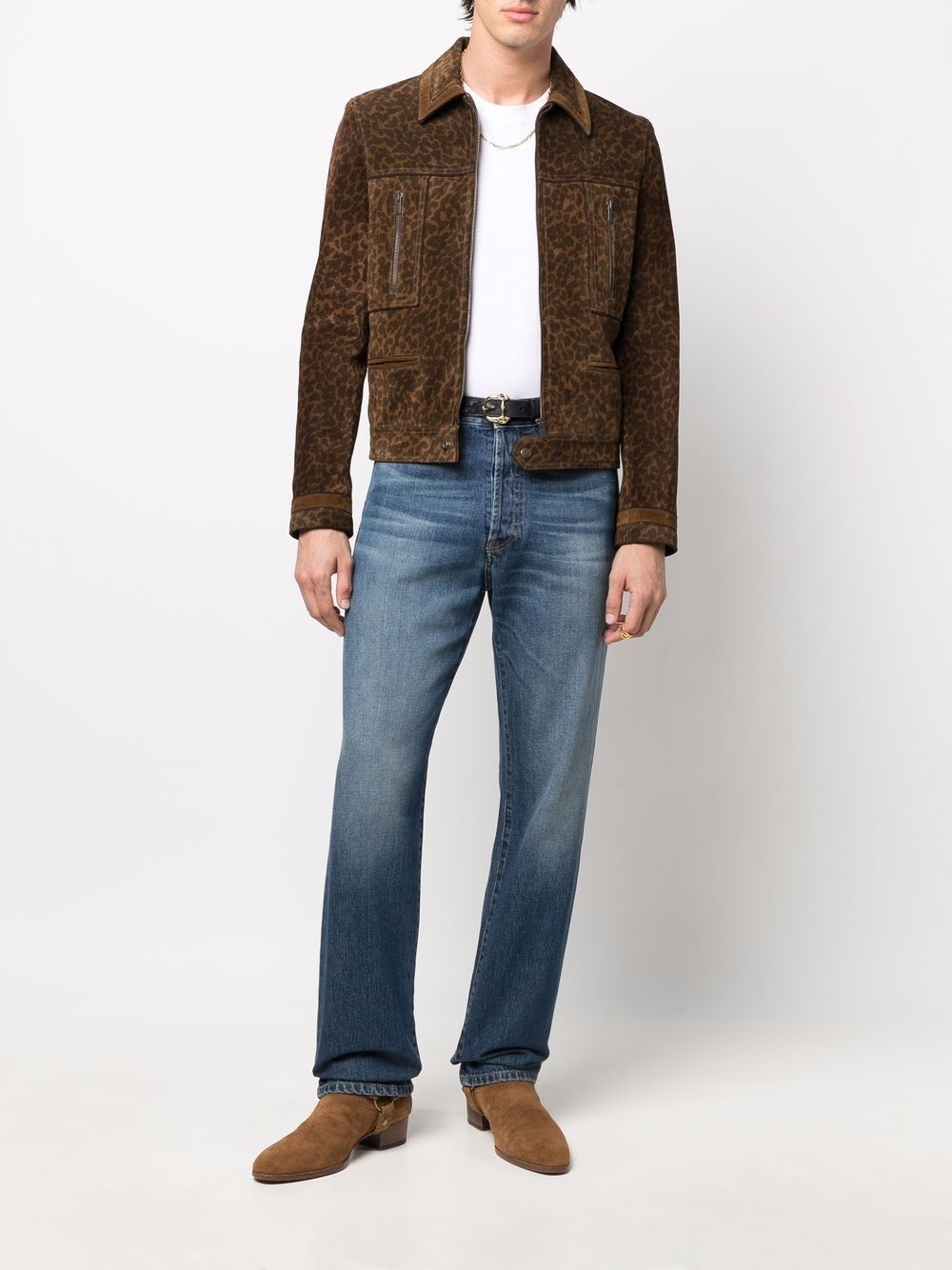leopard-print suede jacket - 2