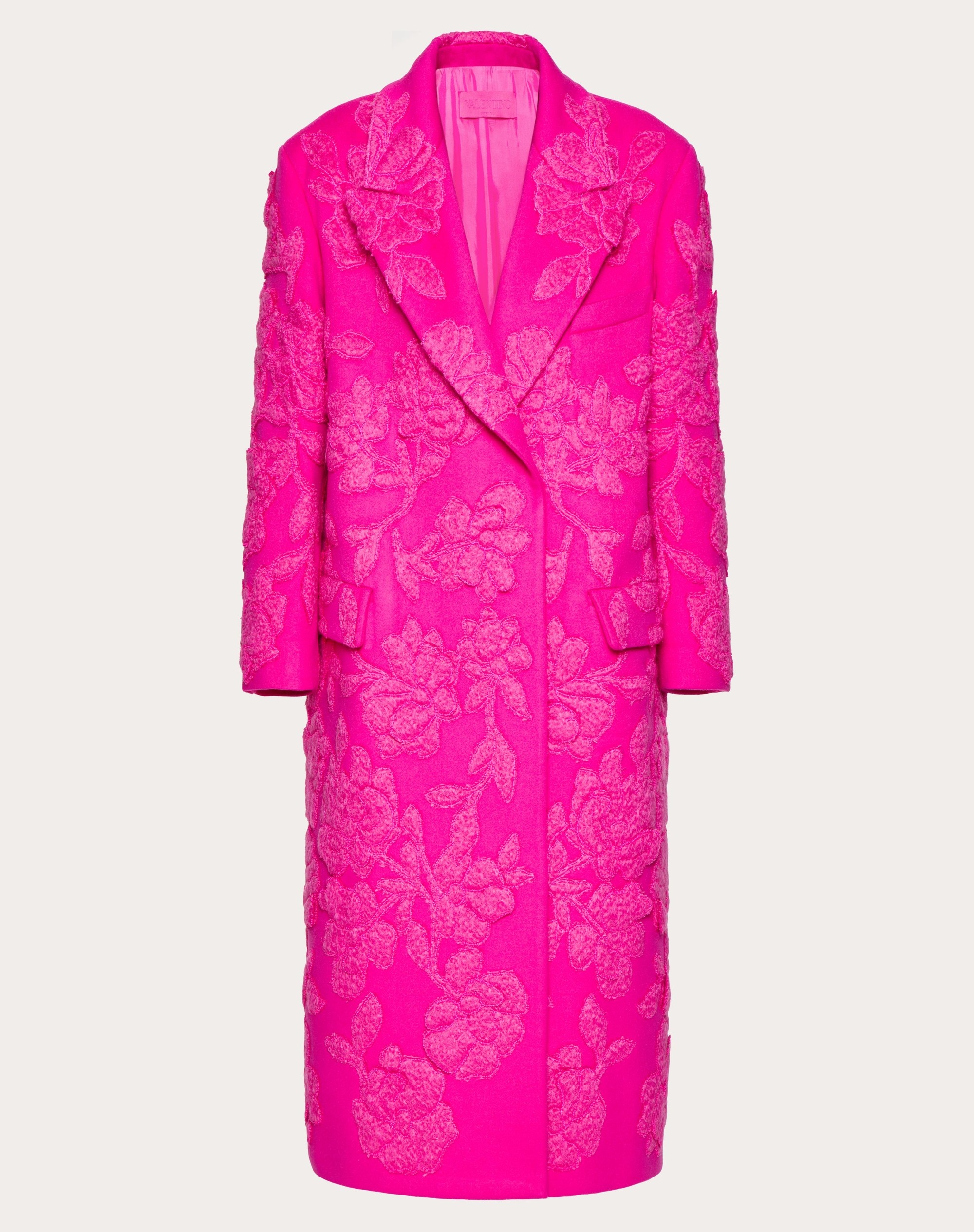 COMPACT DRAP COAT WITH FLORAL EMBROIDERY - 1