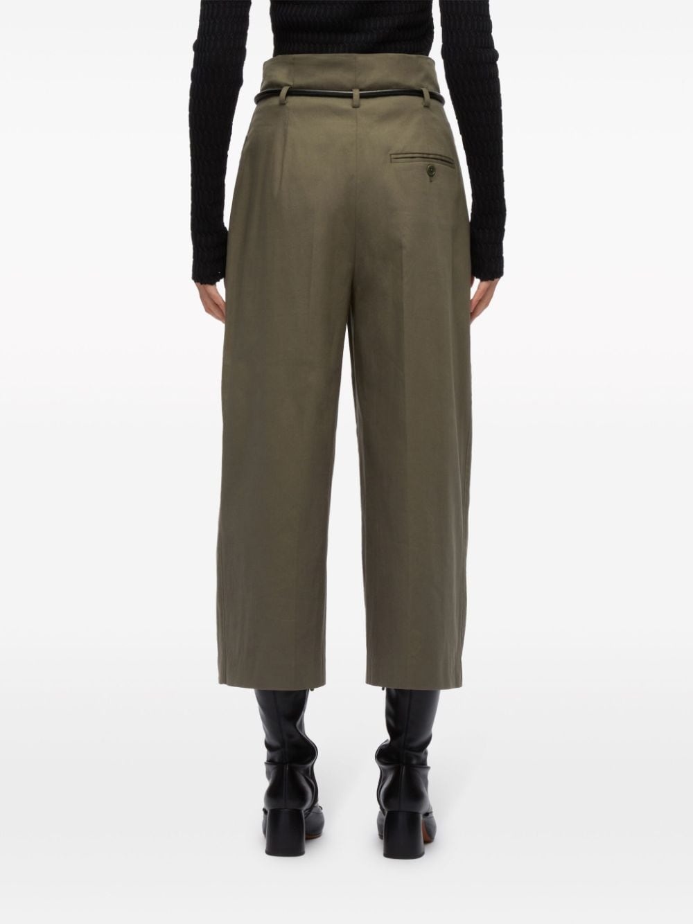 wide-leg belted cropped trousera - 5