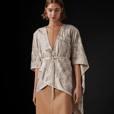 Hermès Finesse Brodee embroidered silk cape outlook