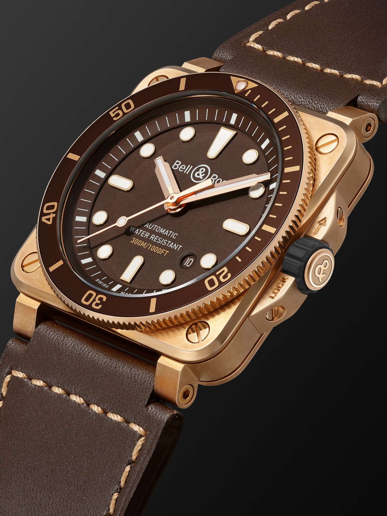 BR 03-92 Diver Limited Edition Automatic 42mm Bronze and Leather Watch, Ref.No R0392-D-BR-BR/SCA - 3